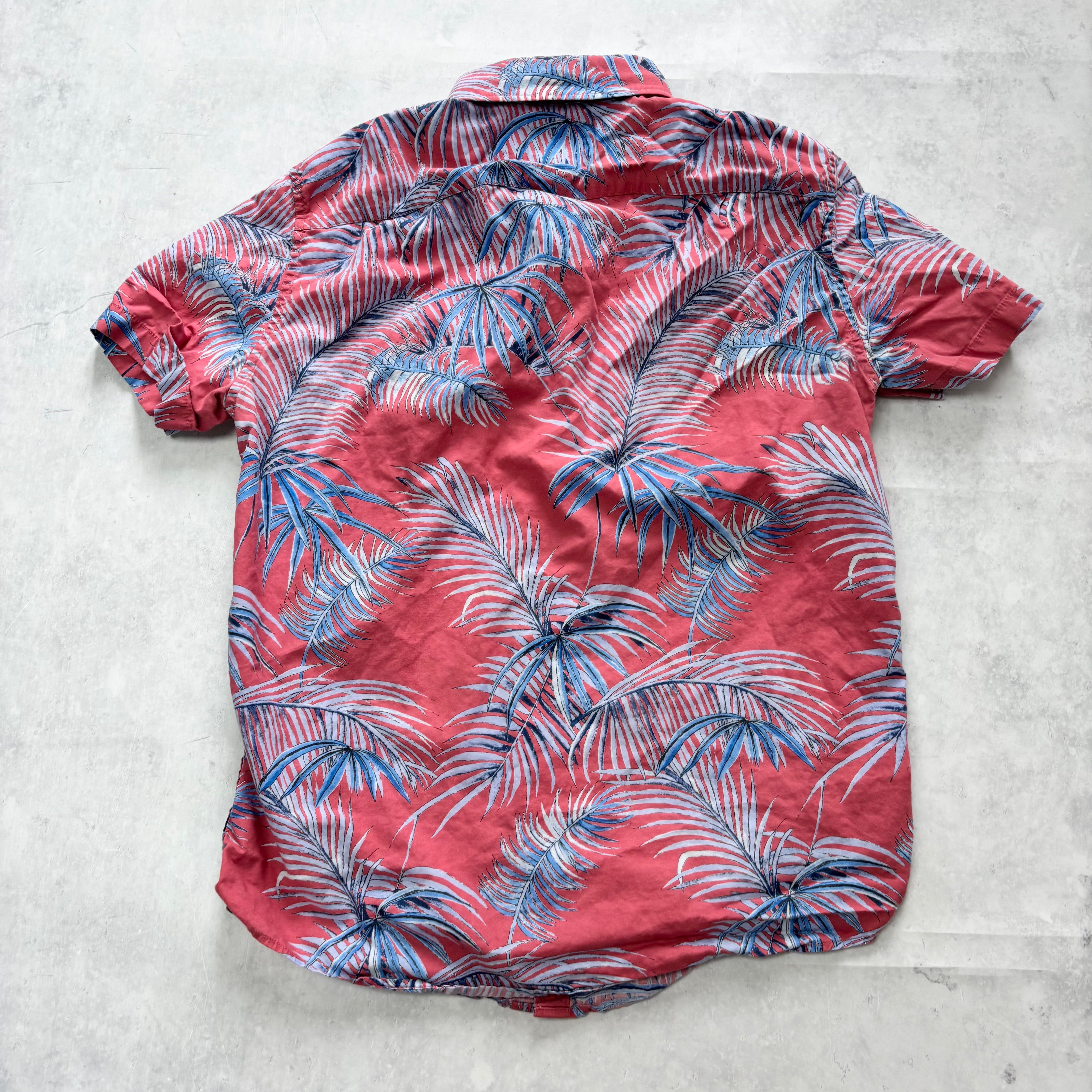 American Eagle Hawaiian Shirt Mens Small Pink Aloha Short Sleeve Cotton (E)