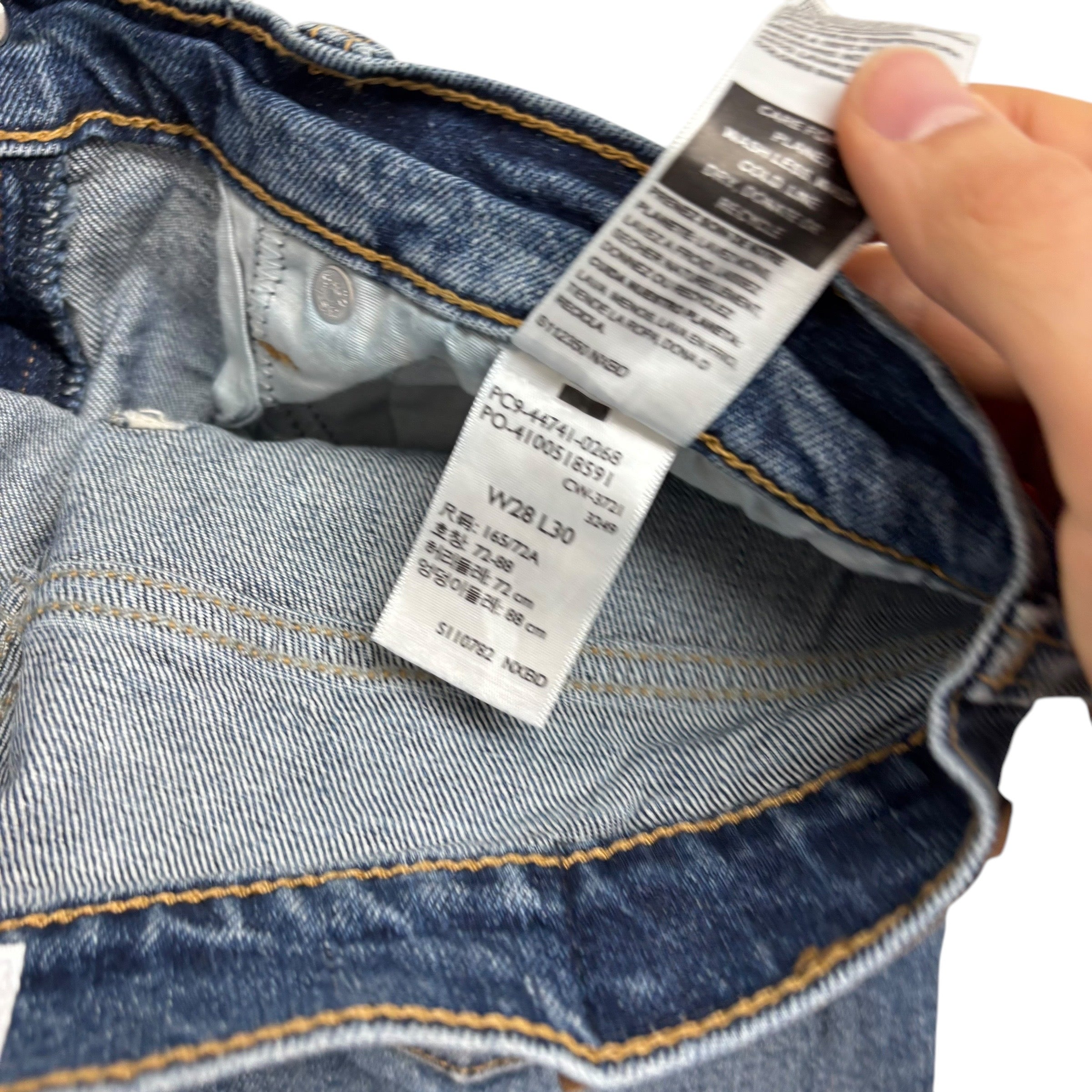 Levis Denizen Jeans W28 L30 Mens Mid Blue Slim Fit Stretch Denim (E)