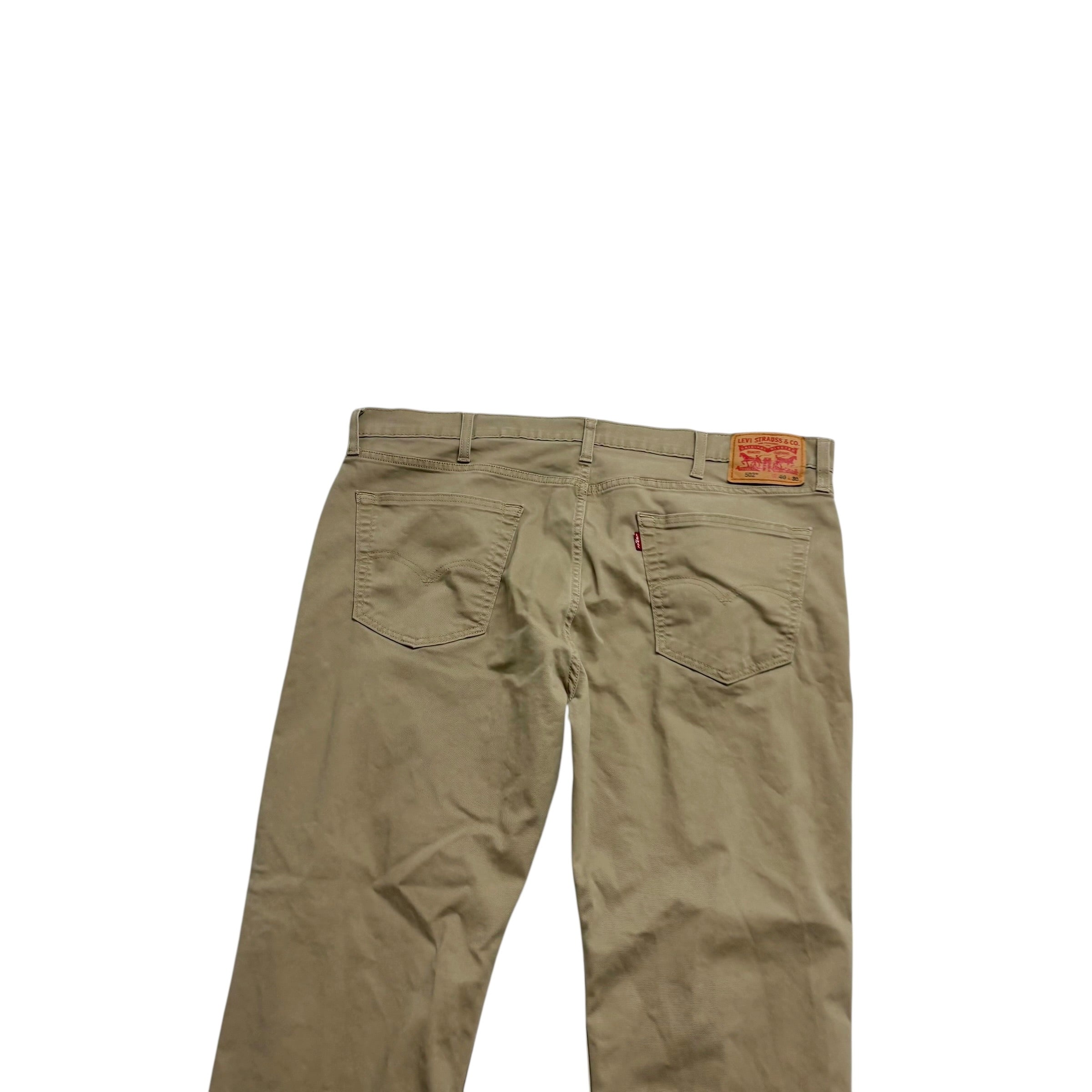 Levis 502 Trousers W40 L30 Mens Beige Regular Tapered Fit Stretch Pants (E)