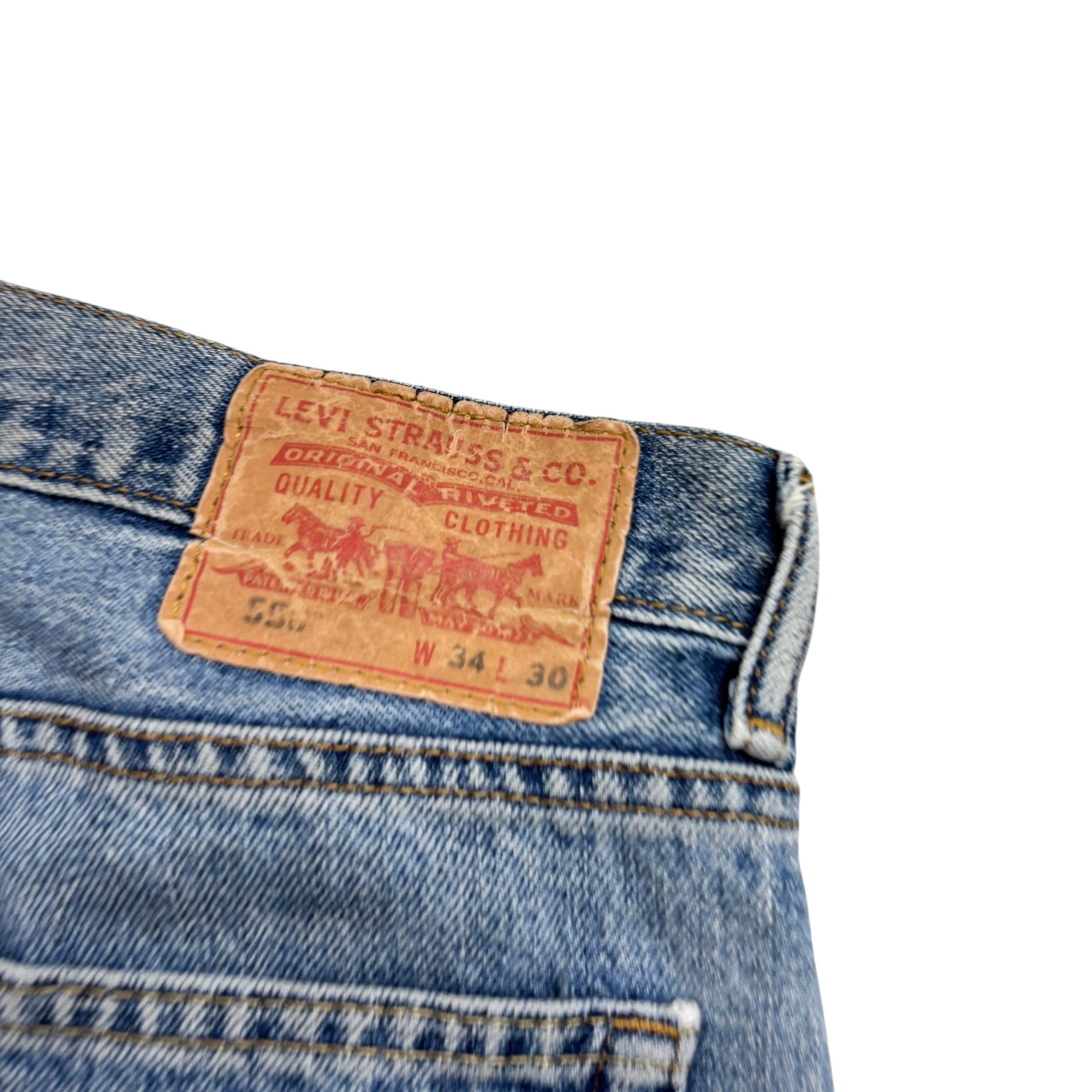 Levis 550 Jeans W34 L30 Mens Light Blue Baggy Relaxed Straight Vintage Denim (F)