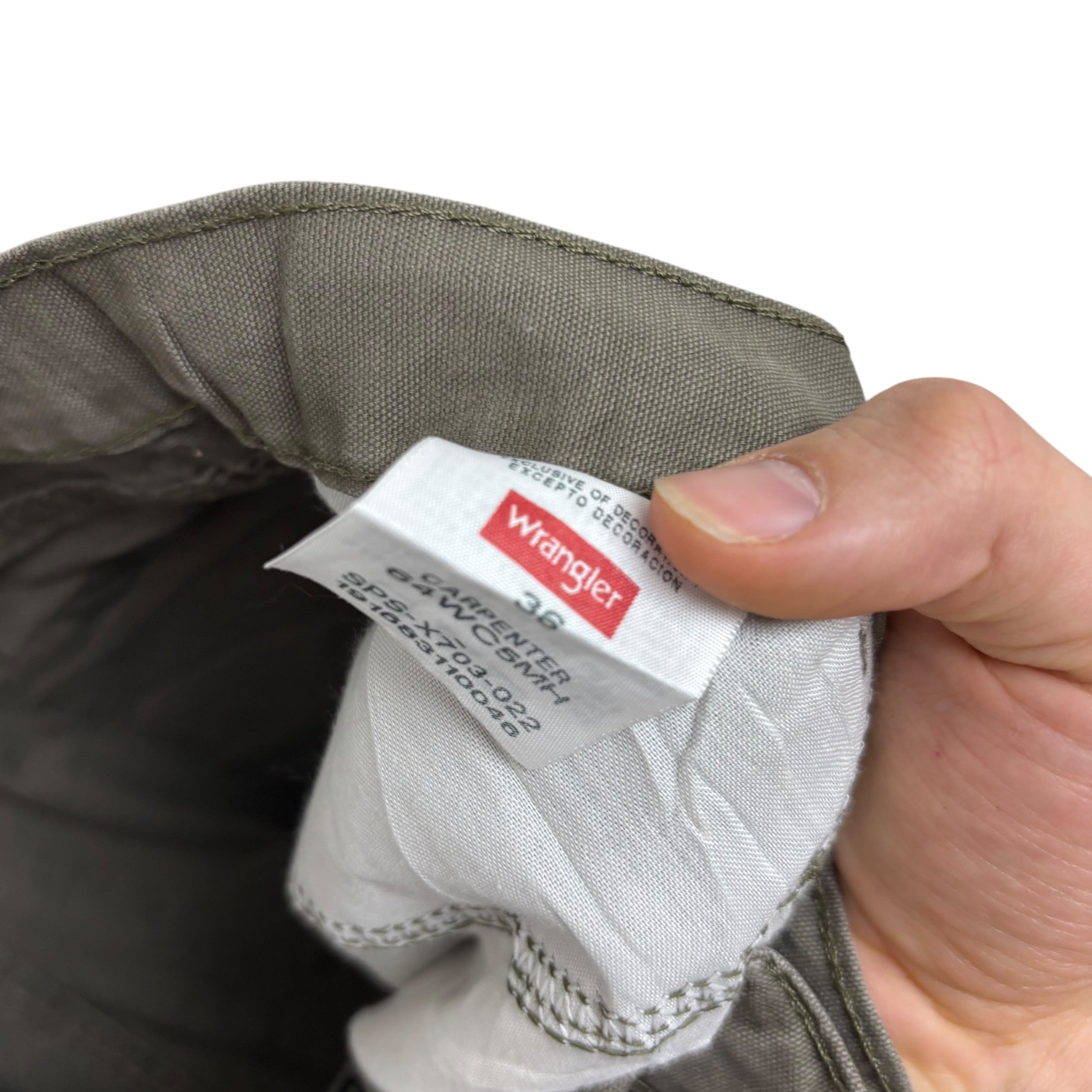 Wrangler Baggy Jorts W36 Mens Olive Green Denim Shorts Relaxed Carpenter (E)