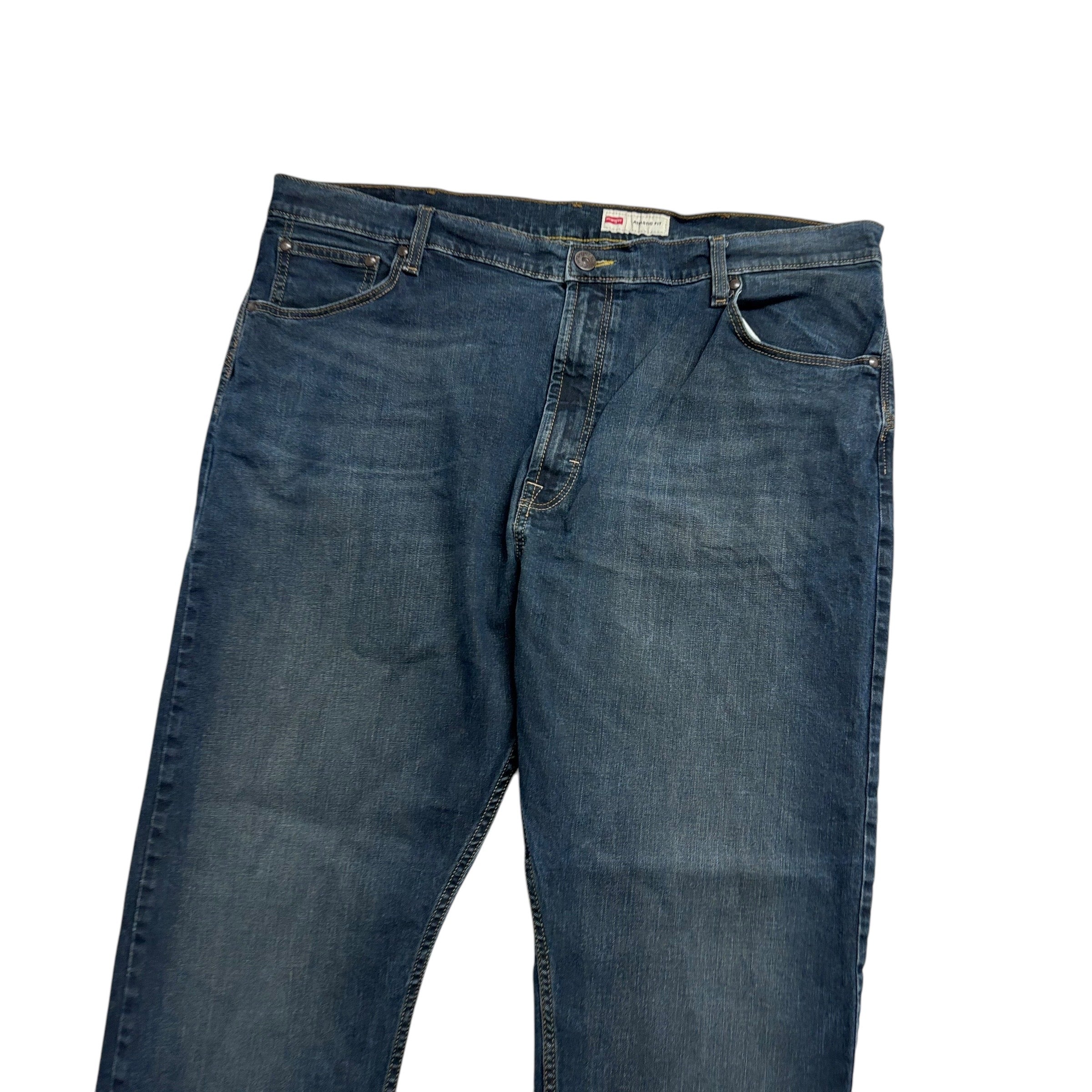 Wrangler Jeans W40 L30 Mens Dark Blue Athletic Taper Fit Stretch Denim (E)