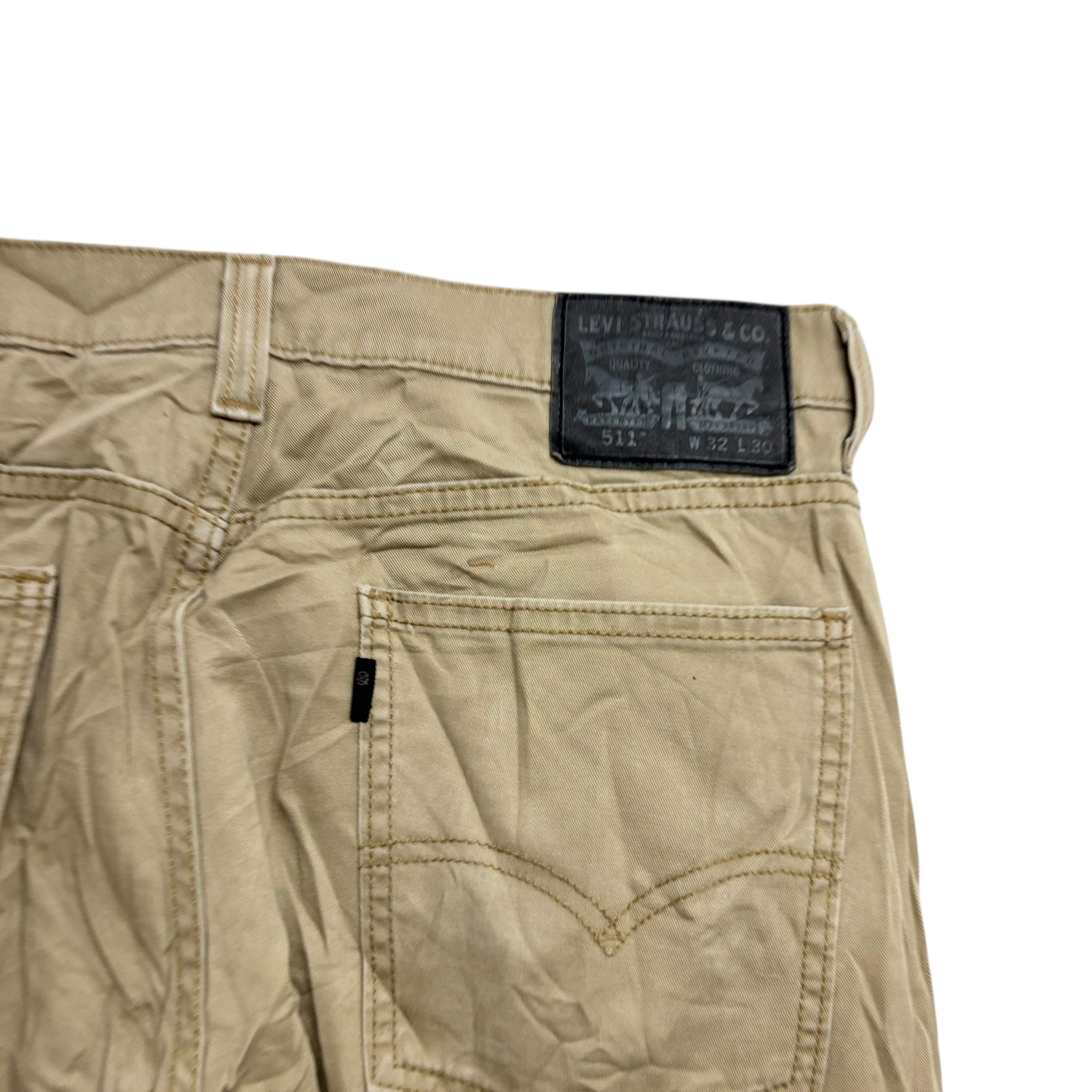 Levis 511 Trousers W32 L30 Mens Beige Slim Fit Stretch Pants (E)