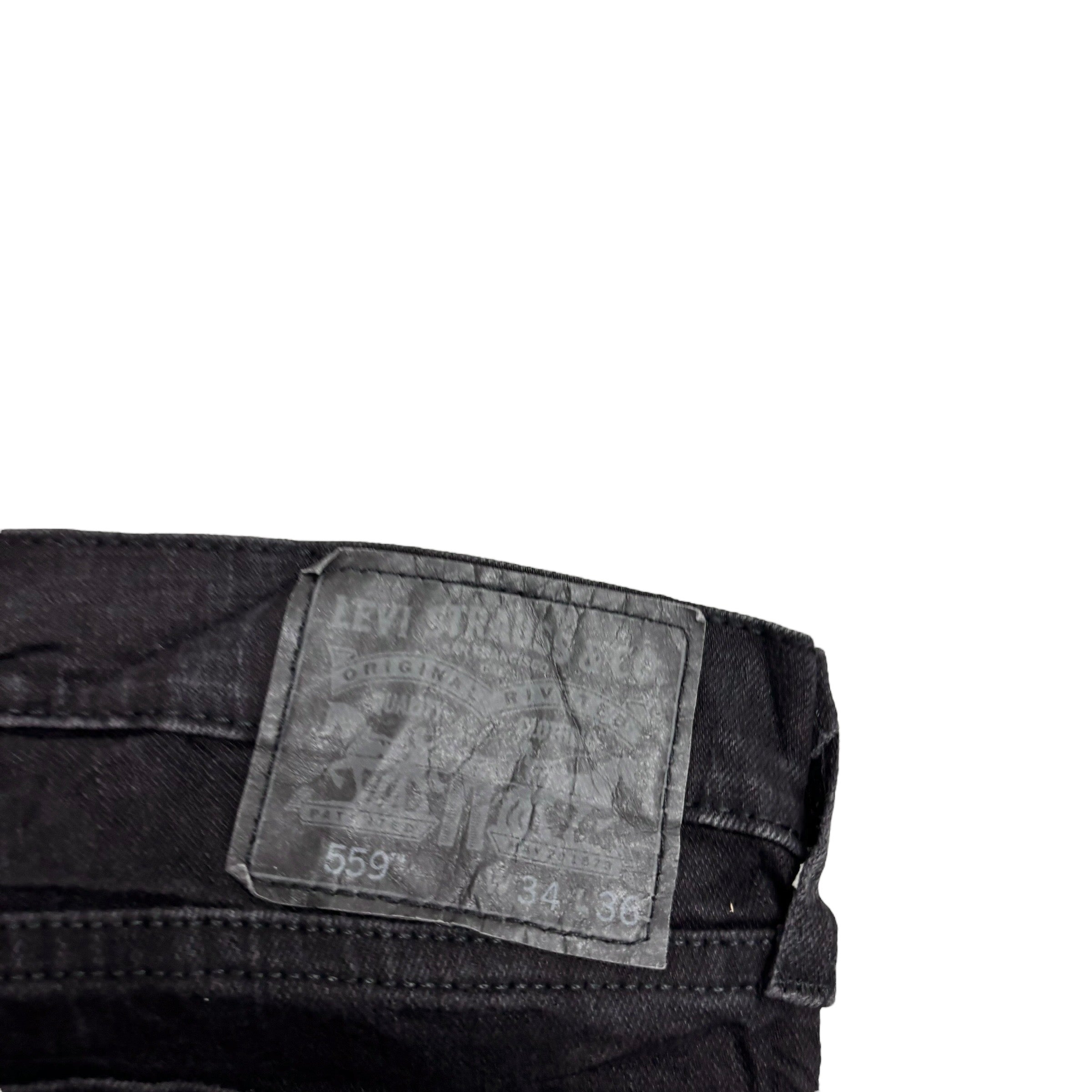 Levis 559 Jeans W34 L36 Mens Black Regular Straight Fit Stretch Denim (E)