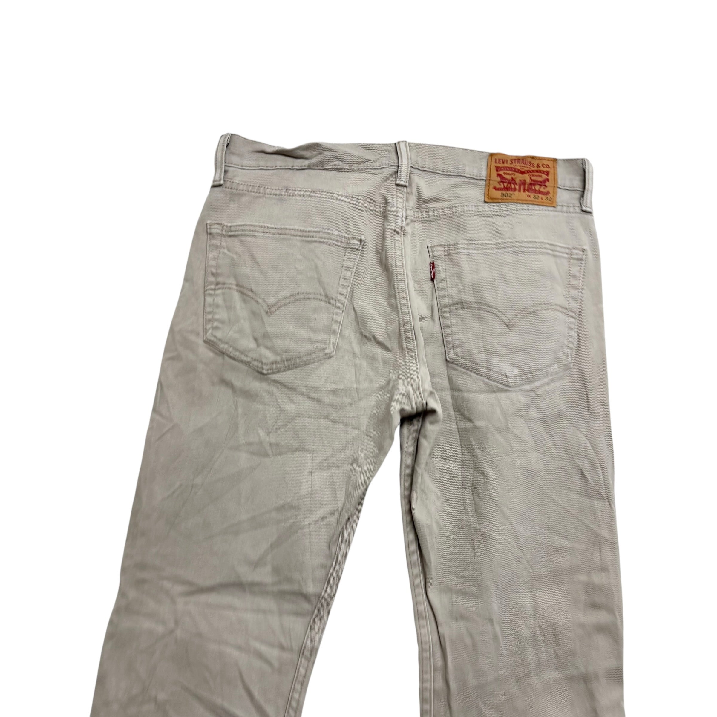 Levis 502 Jeans W32 L31 Mens Beige Stone Regular Tapered Fit Stretch Denim (E)