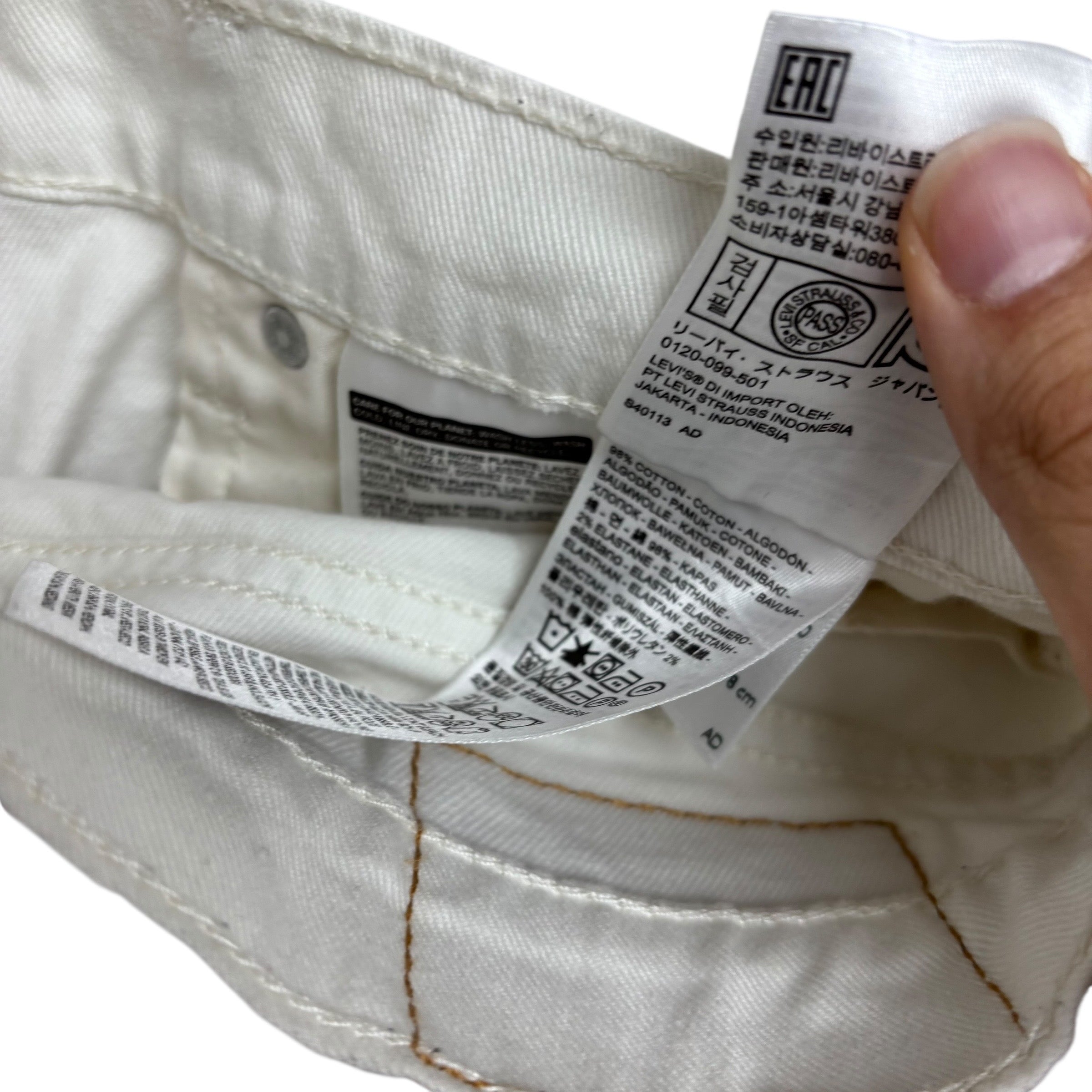 Levis 541 Jeans W31 L29 Mens White Athletic Tapered Fit Stretch Denim (F)
