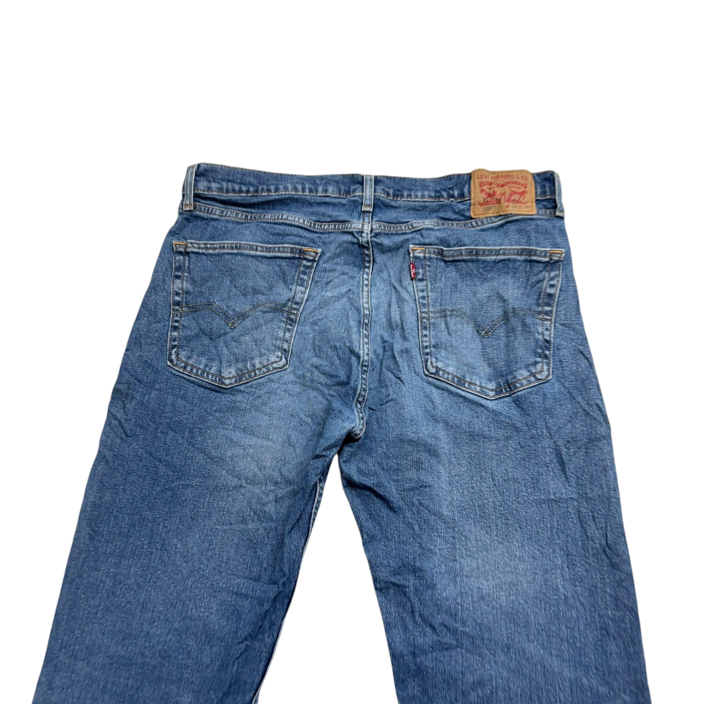 Levis 505 Jeans W36 L30 Mens Mid Blue Regular Straight Fit Stretch Denim