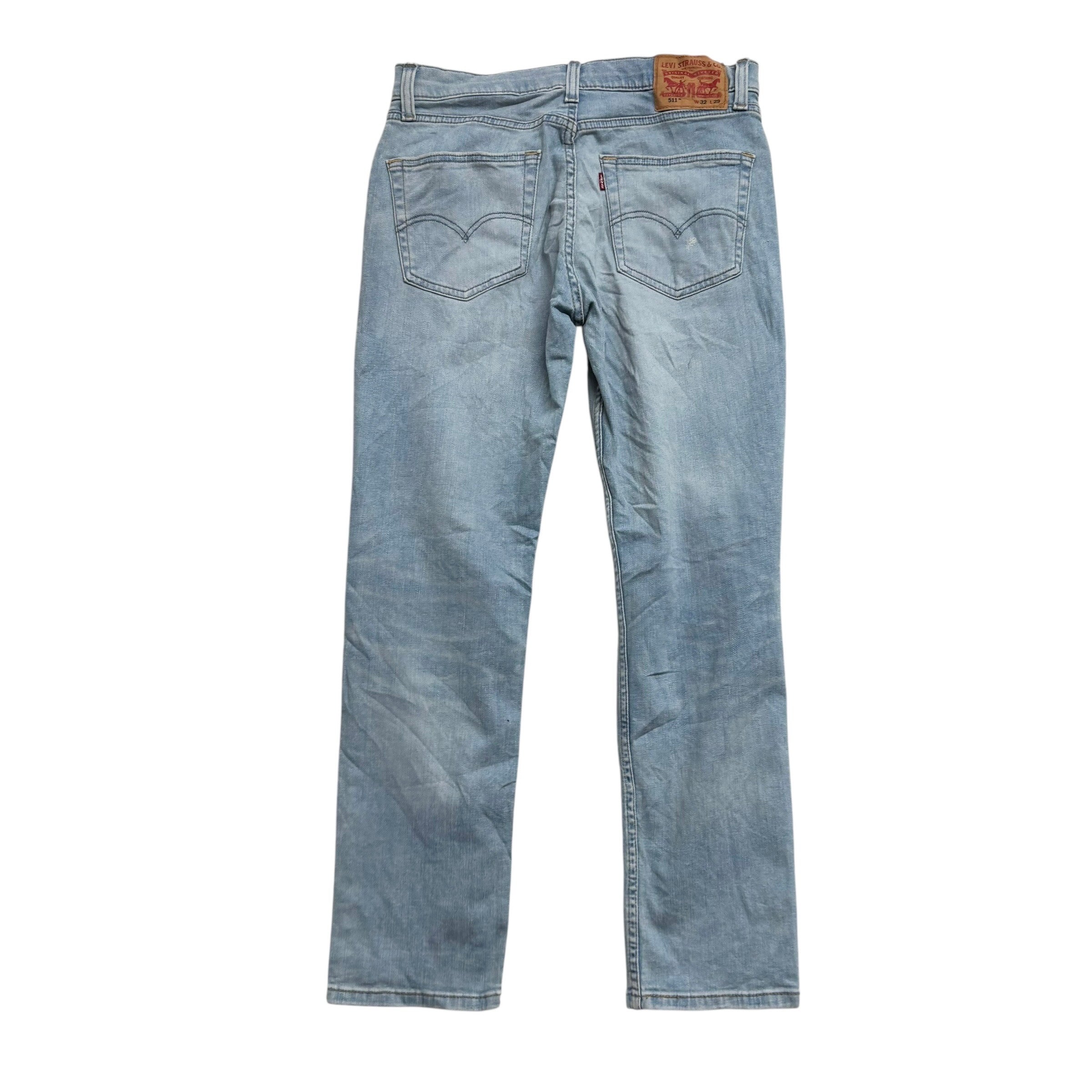 Levis 511 Distressed Jeans W32 L29 Mens Light Blue Slim Fit Stretch Denim