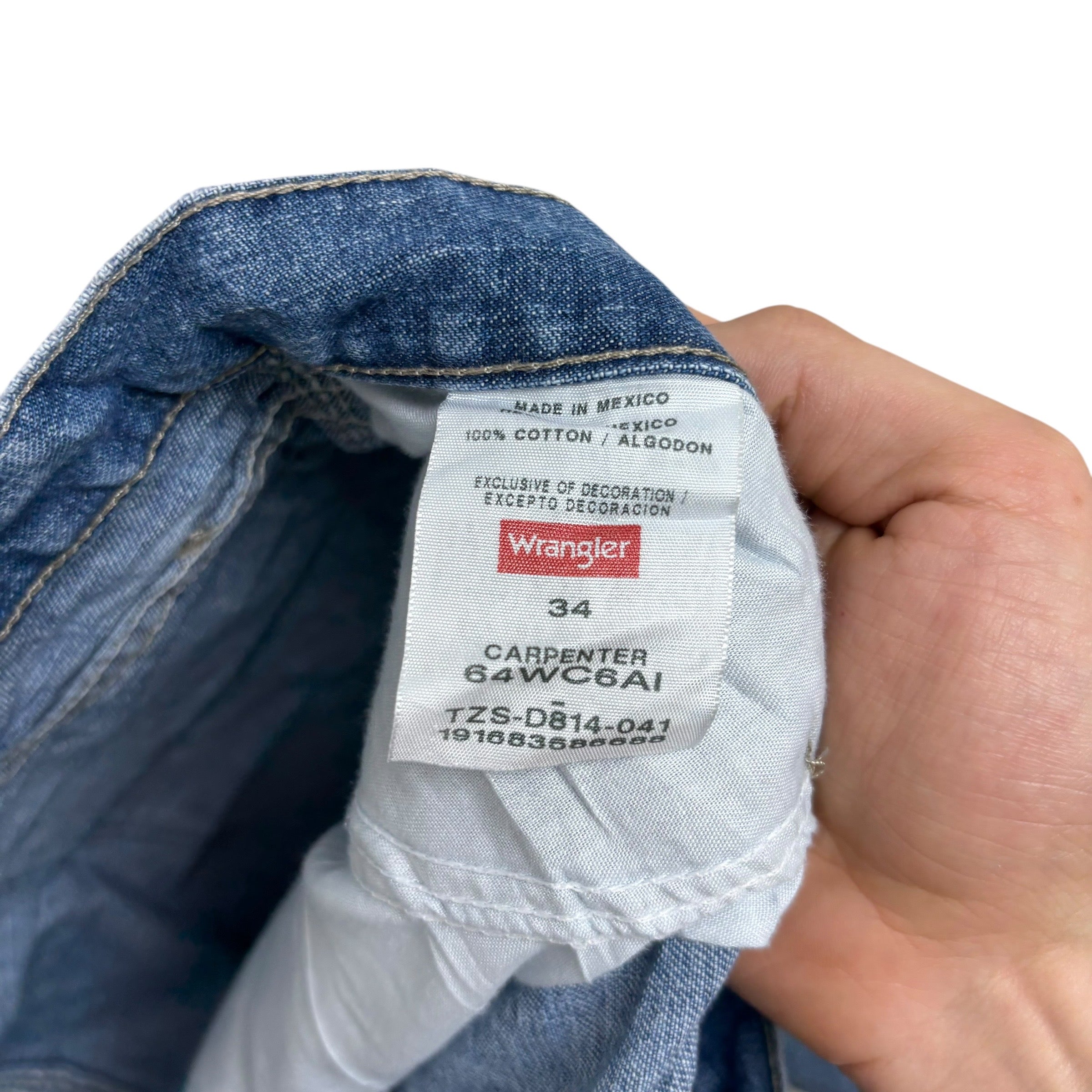 Wrangler Baggy Jorts W34 Mens Light Blue Denim Shorts Relaxed Fit Carpenter (E)