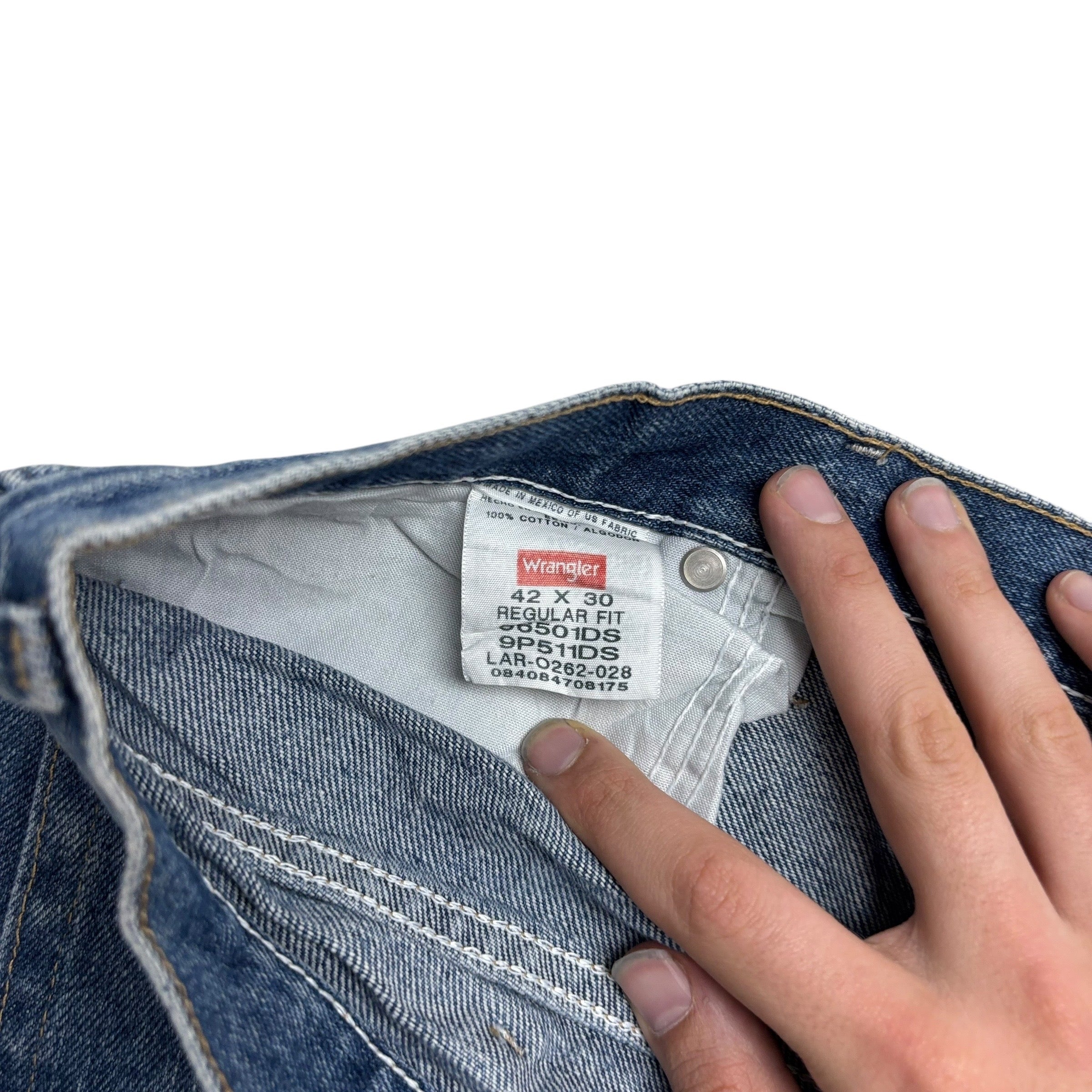 Wrangler Jeans W42 L30 Mens Mid Blue Regular Straight Fit Denim (E)