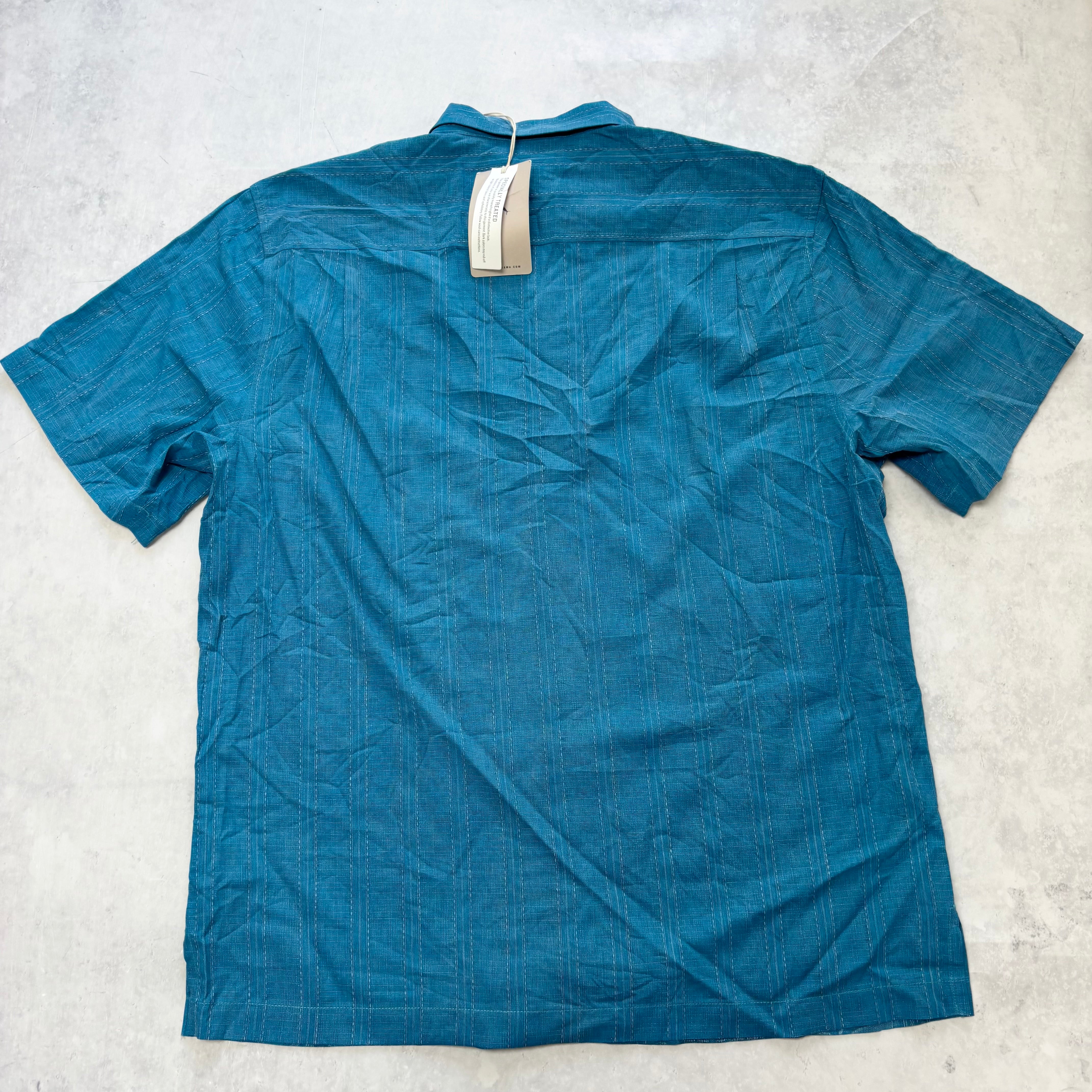 Tommy Bahama Hawaiian Shirt Mens Large Blue Silk Floral Aloha Short Sleeve (E)