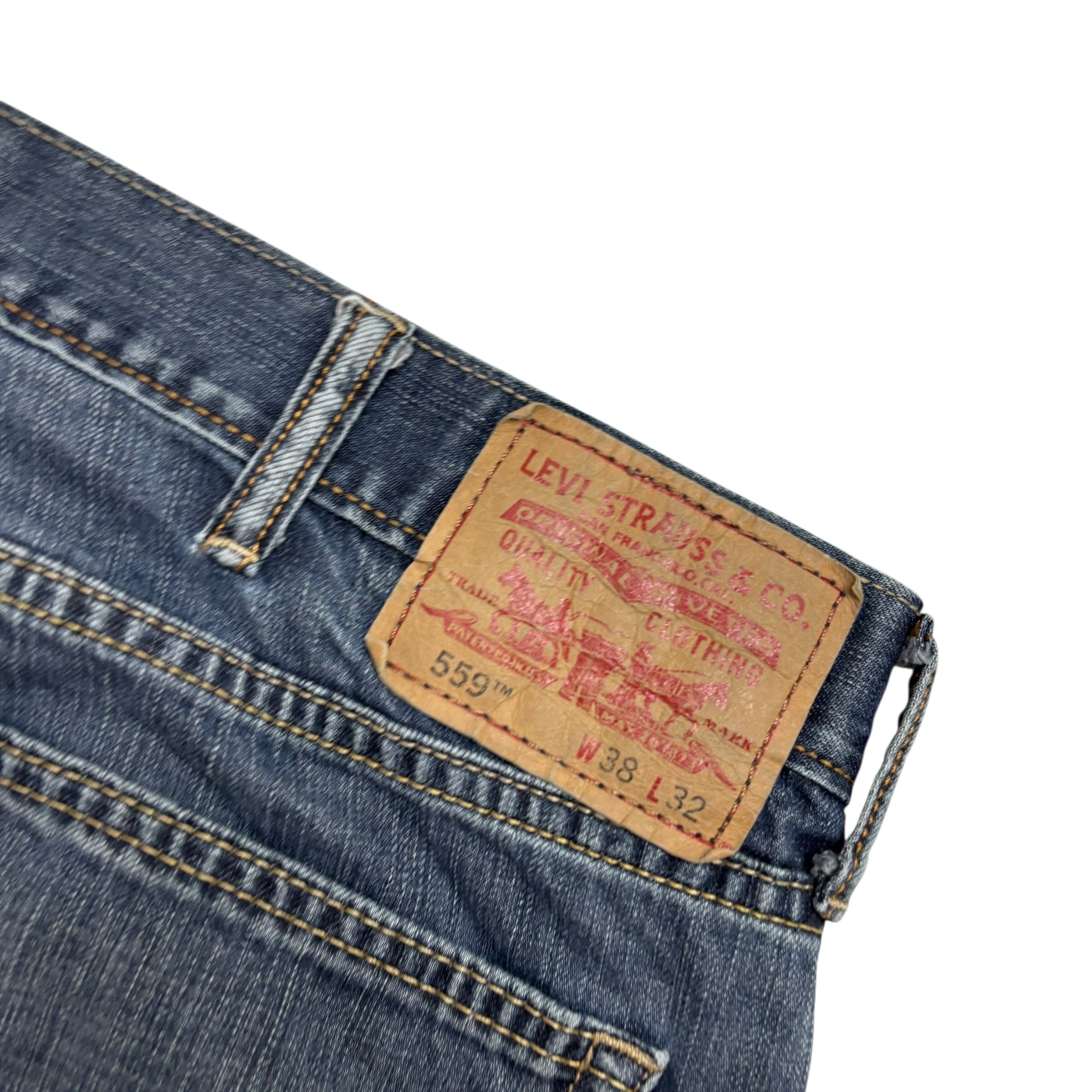 Levis 559 Jeans W38 L31 Mens Dark Blue Baggy Relaxed Straight Vintage Denim (E)