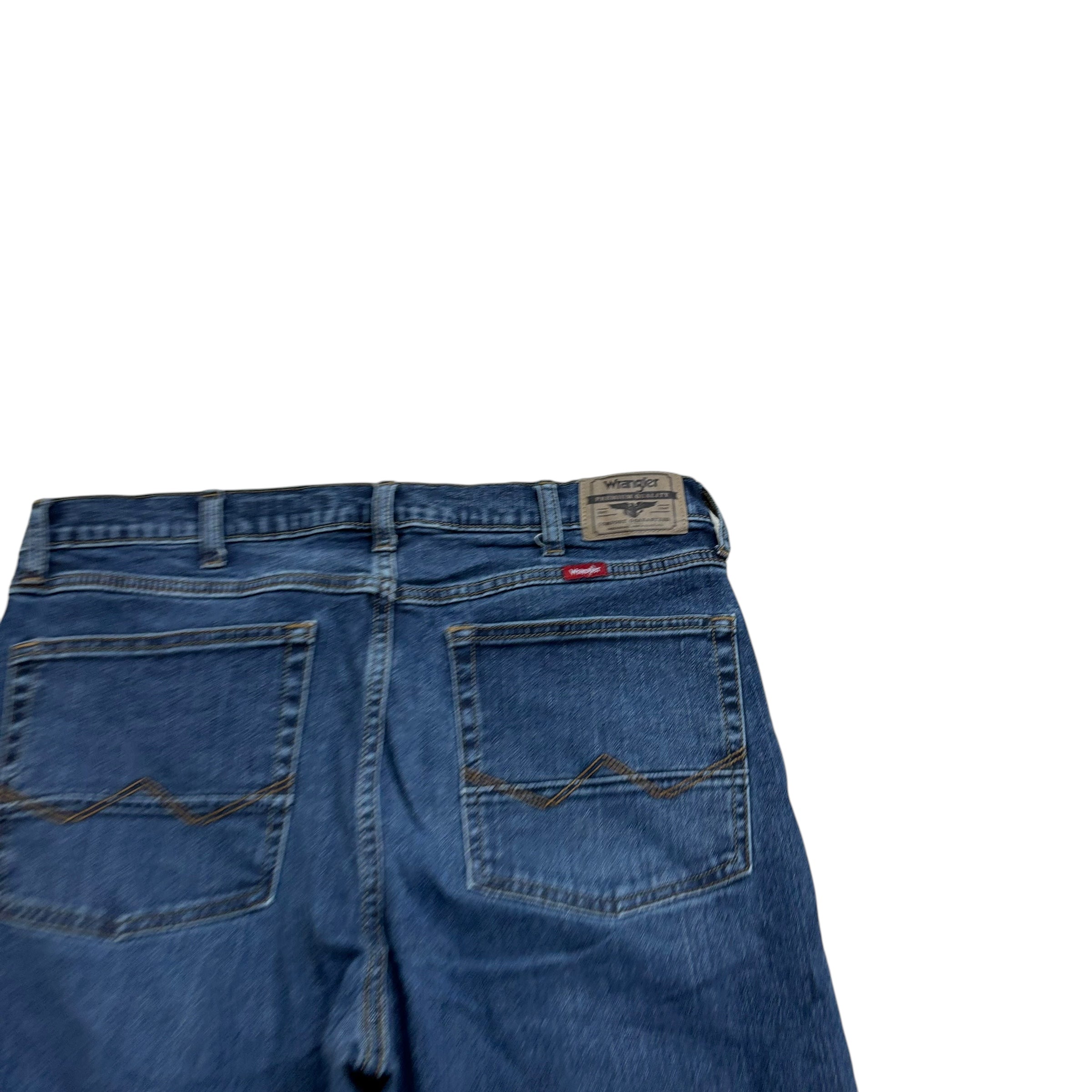 Wrangler Jeans W34 L32 Mens Mid Blue Relaxed Bootcut Fit Stretch Denim (E)