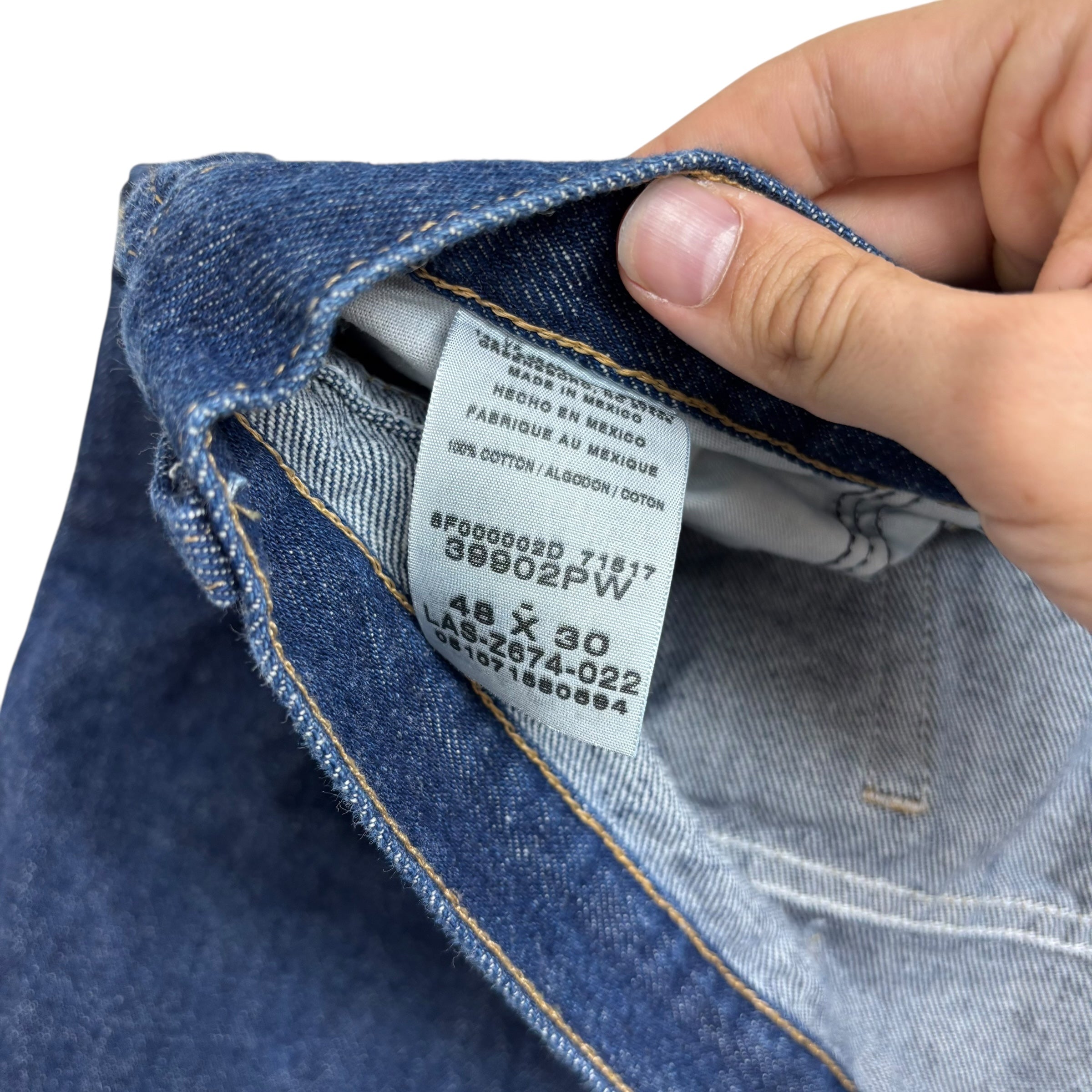 Wrangler Jeans W48 L30 Mens Dark Blue Relaxed Straight Fit Vintage Denim (E)