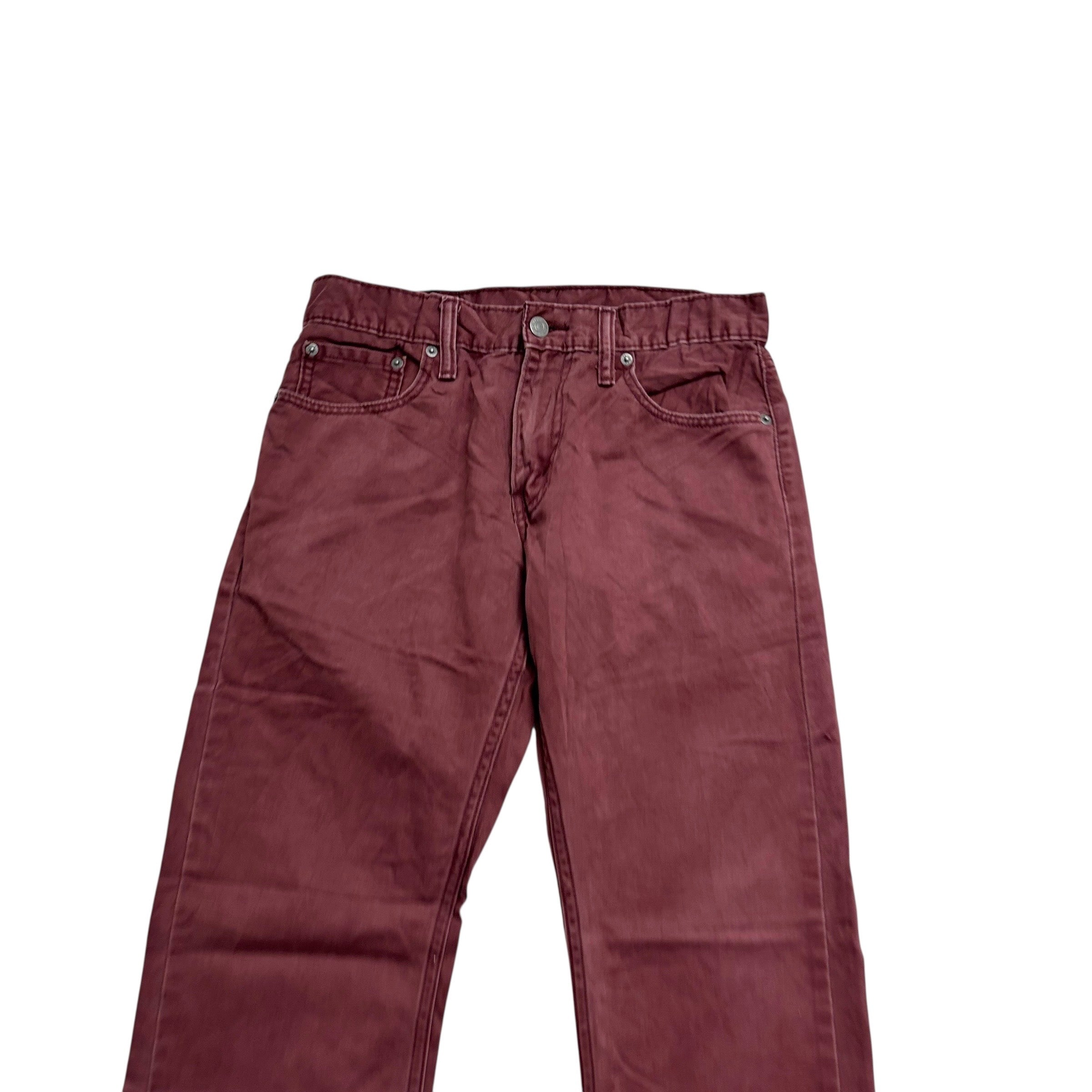 Levis 514 Trousers W29 L30 Mens Burgundy Regular Straight Fit Pants