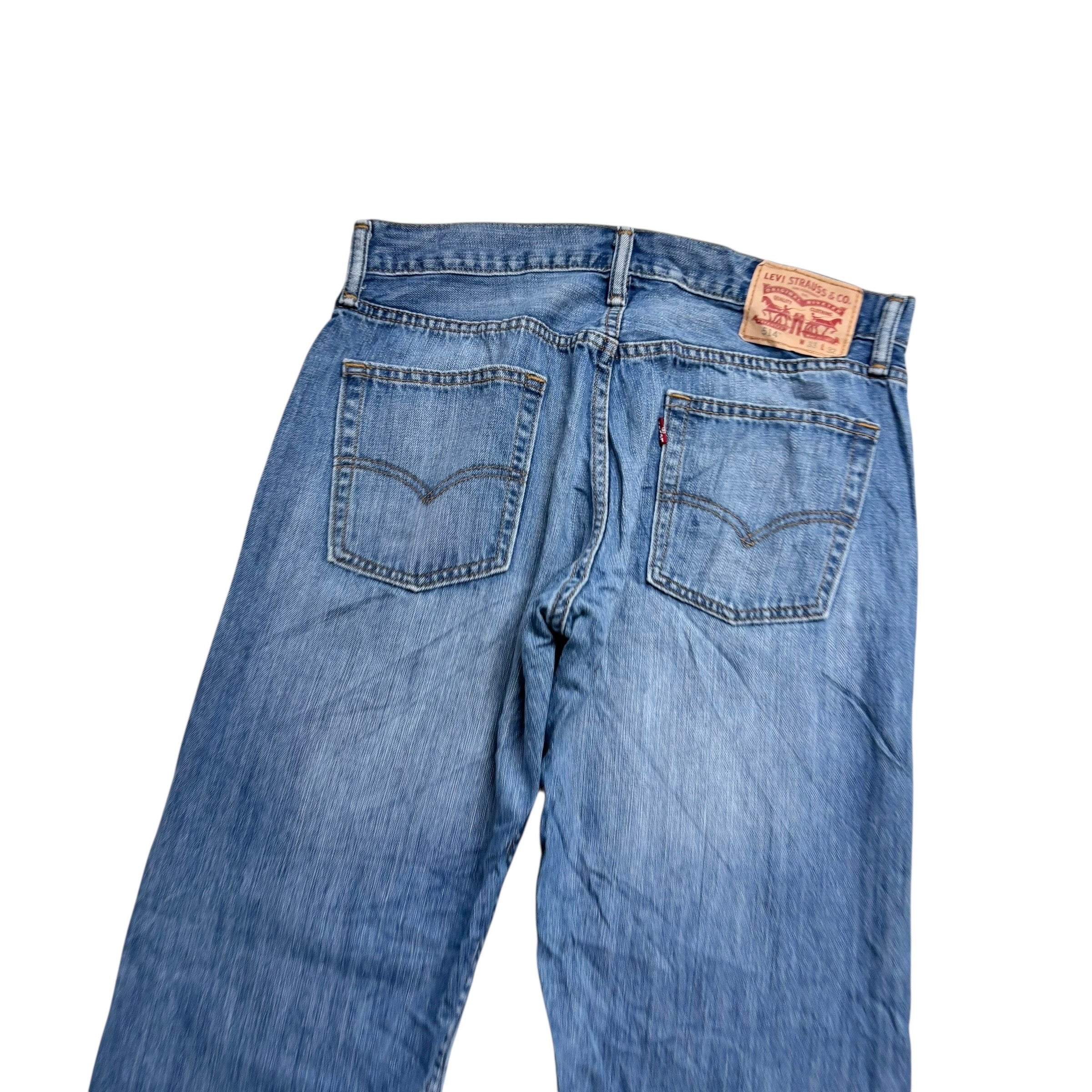 Levis 514 Jeans W33 L32 Mens Mid Blue Regular Straight Fit Denim (E)