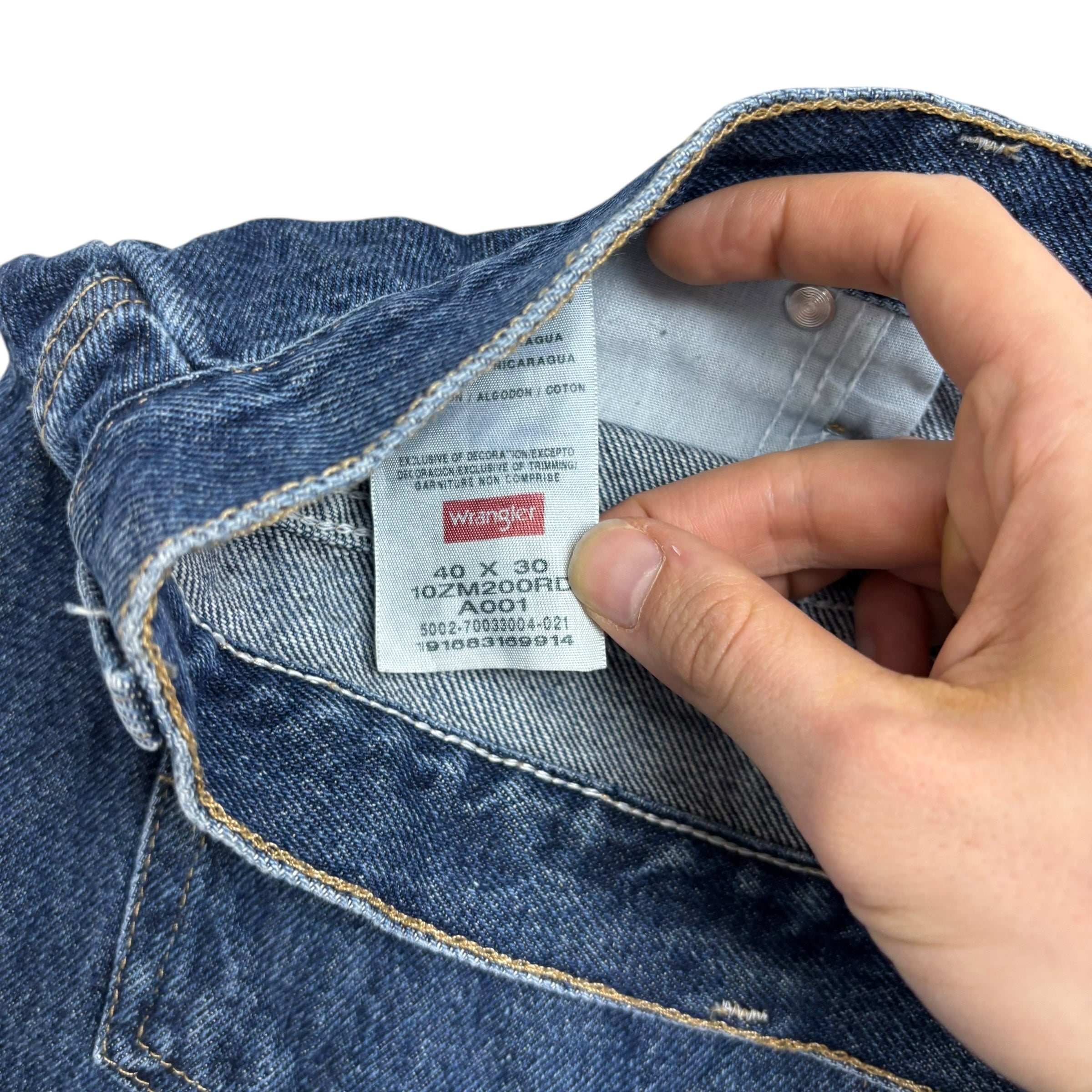 Wrangler Jeans W40 L30 Mens Mid Blue Baggy Relaxed Straight Fit Denim (E)