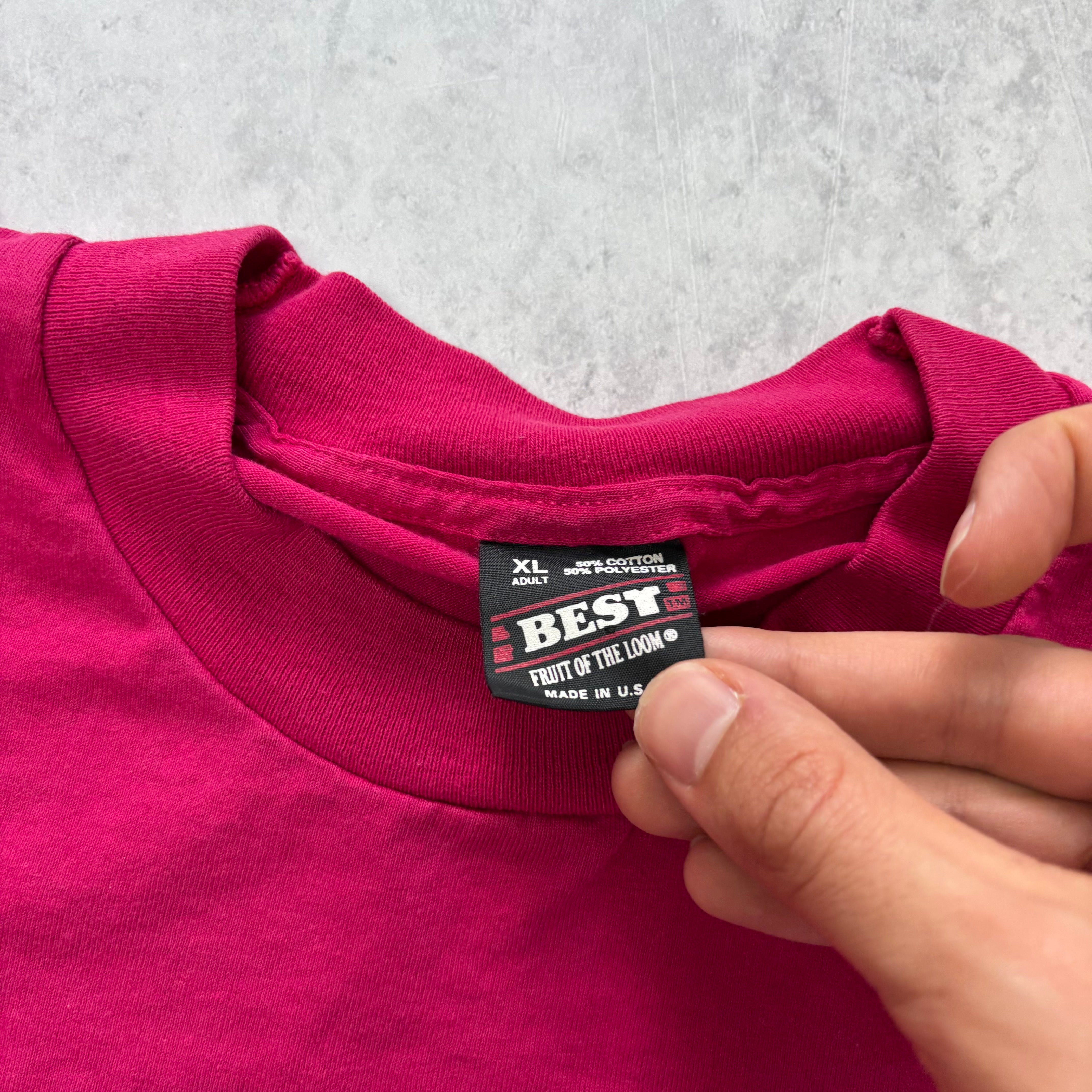 Vintage T Shirt Mens XL Pink Single Stitch Graphic Print 90s USA (E)