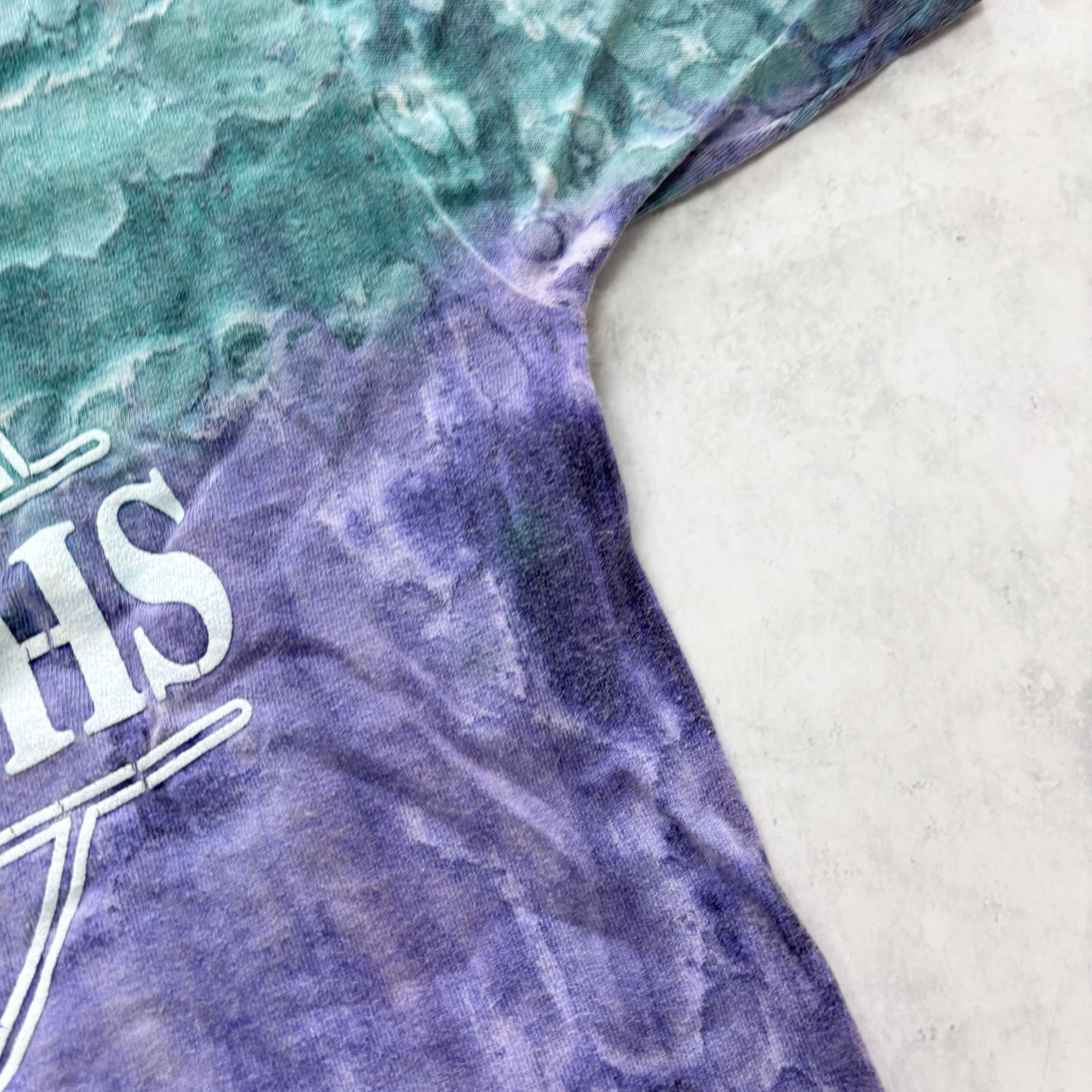 Vintage T Shirt Mens Medium Purple Tie Die Single Stitch Graphic Print 90s USA