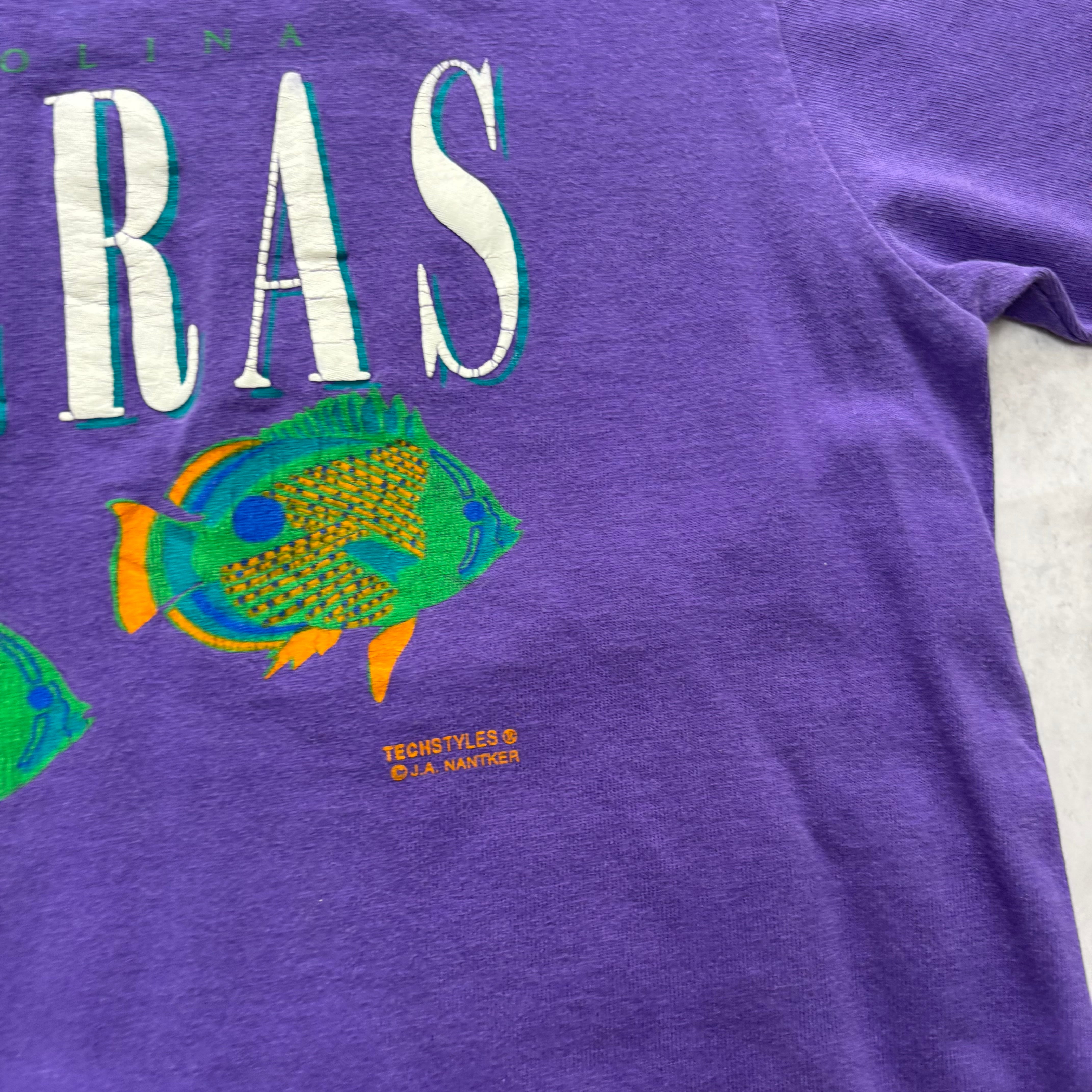 Vintage T Shirt Mens Medium Purple Single Stitch Graphic Print 90s Tourist (E)