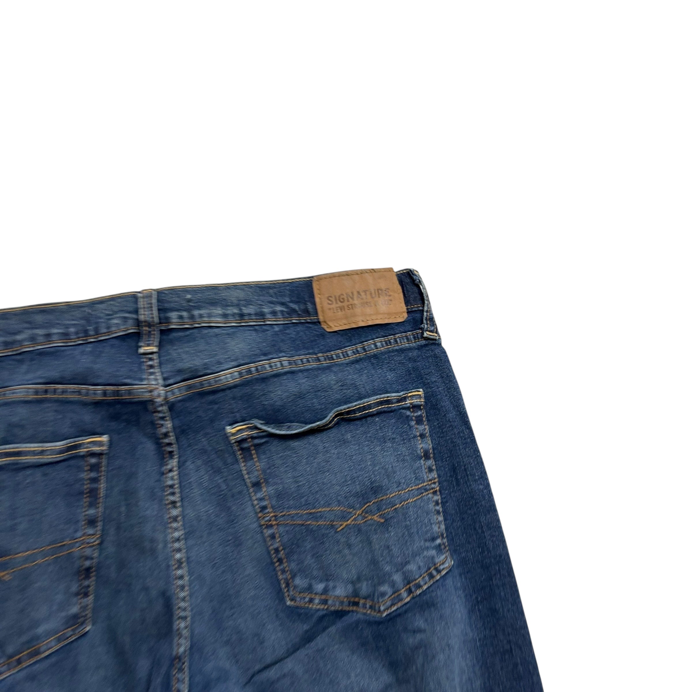 Levis Signature Jeans W36 L30 Mens Dark Blue Regular Straight Stretch Denim (E)