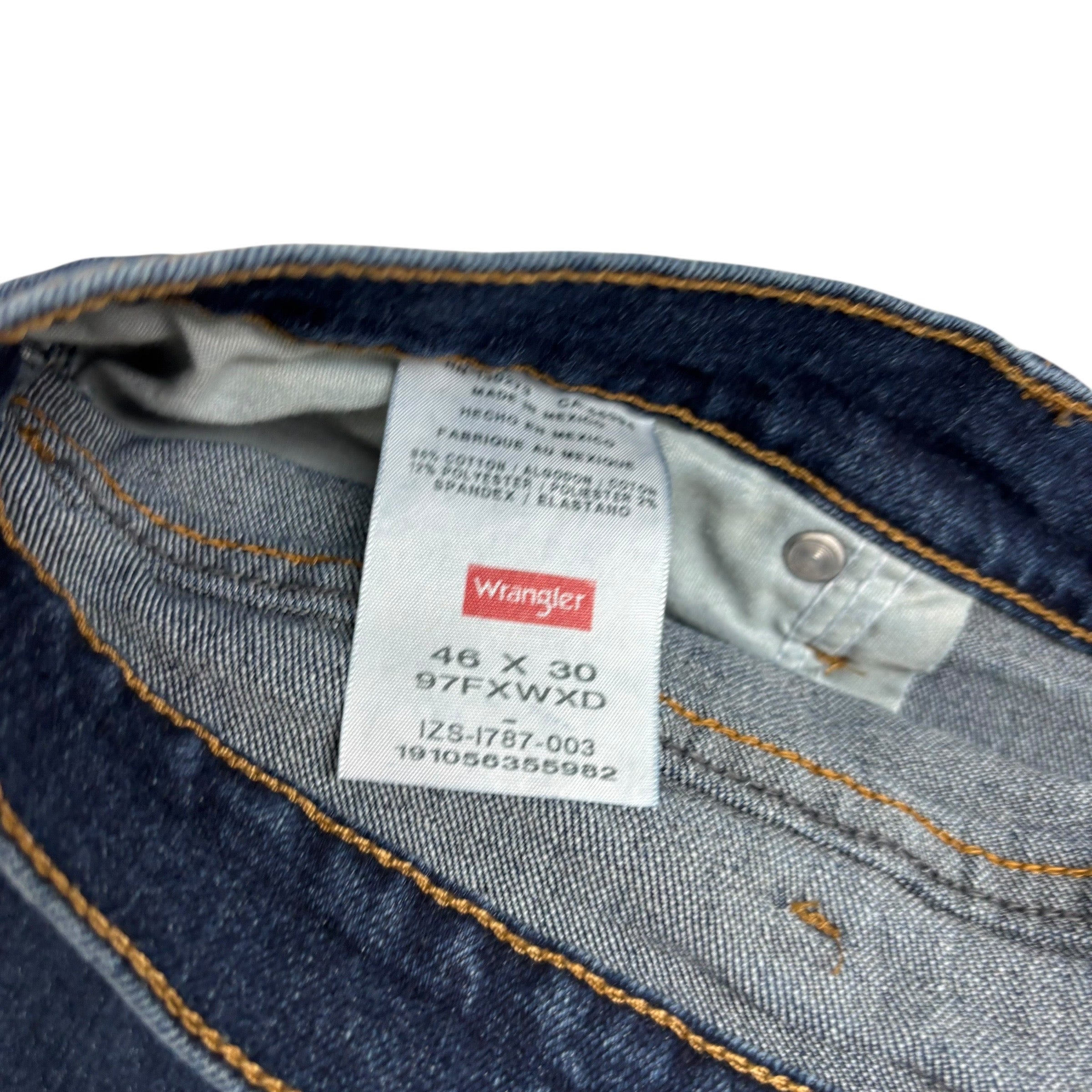 Wrangler Jeans W46 L30 Mens Dark Blue Relaxed Straight Fit Stretch Denim (E)