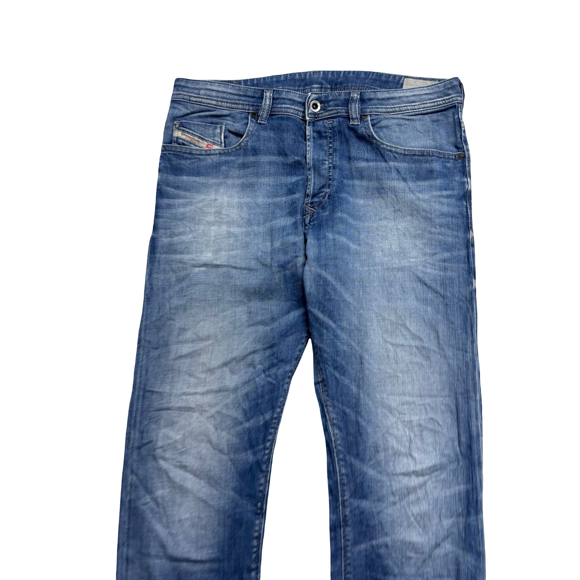 Diesel Buster Jeans W33 L32 Mens Mid Blue Slim Tapered Fit Stretch Denim (E)