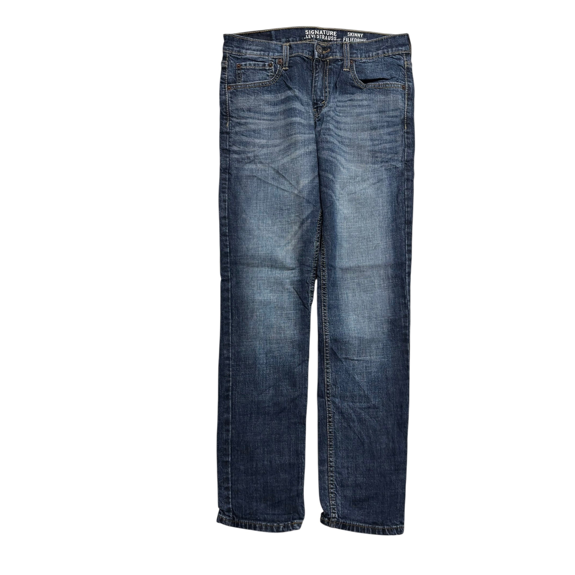 Levis Signature Jeans W30 L30 Mens Dark Blue Skinny Fit Stretch Denim (E)