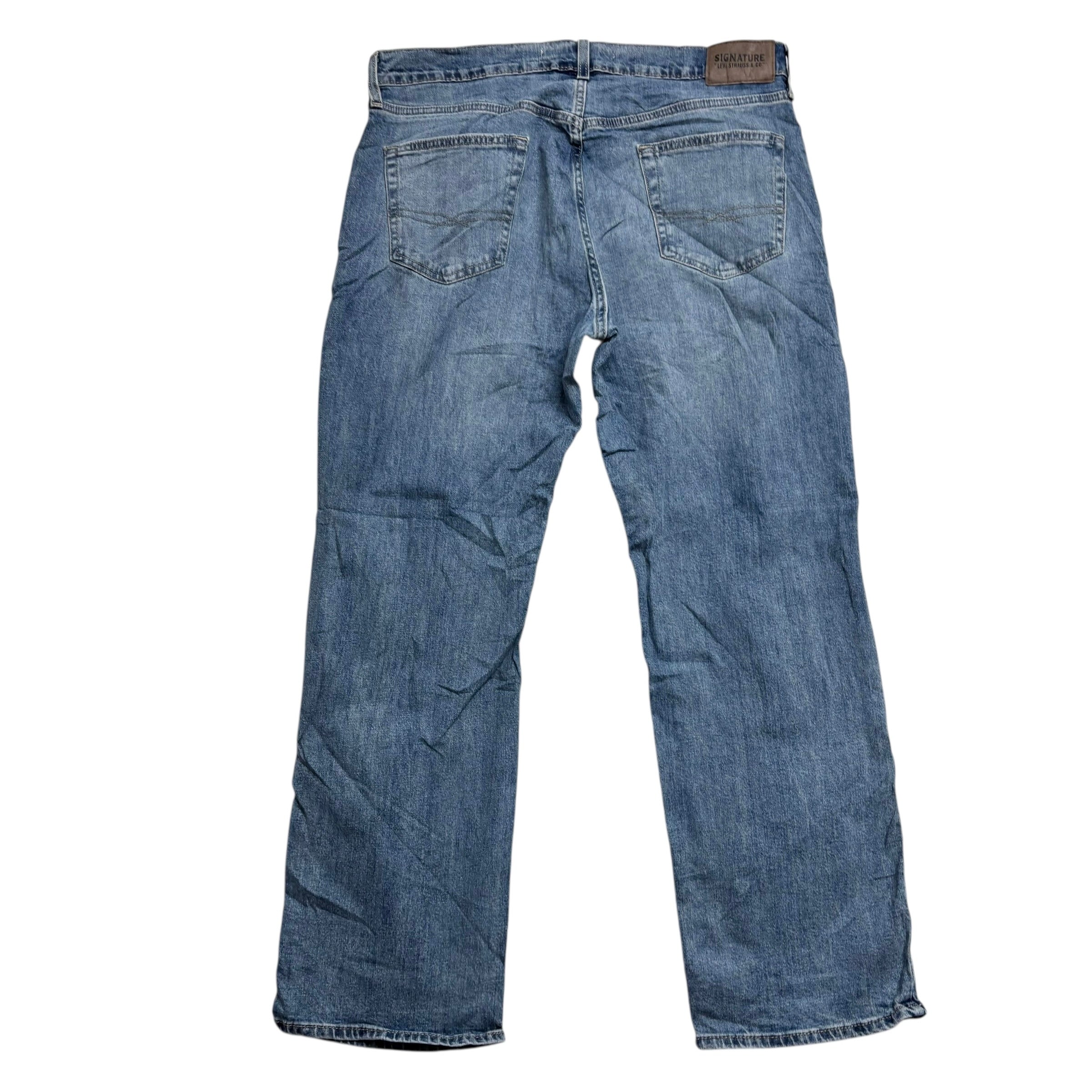 Levis Signature Jeans W36 L30 Mens Mid Blue Baggy Relaxed Fit Stretch Denim (E)