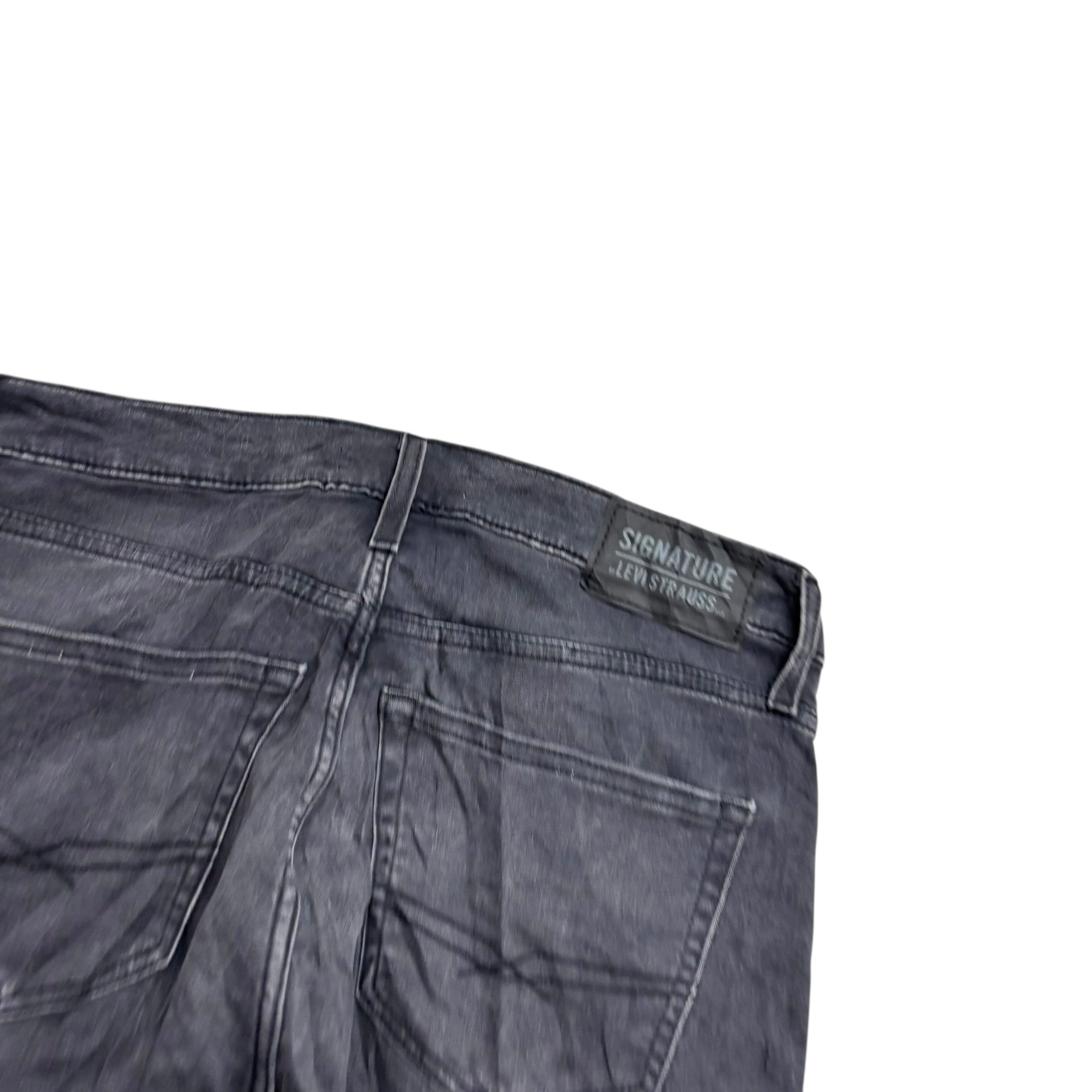 Levis Signature Jeans W33 L32 Mens Black Slim Straight Fit Stretch Denim (F)