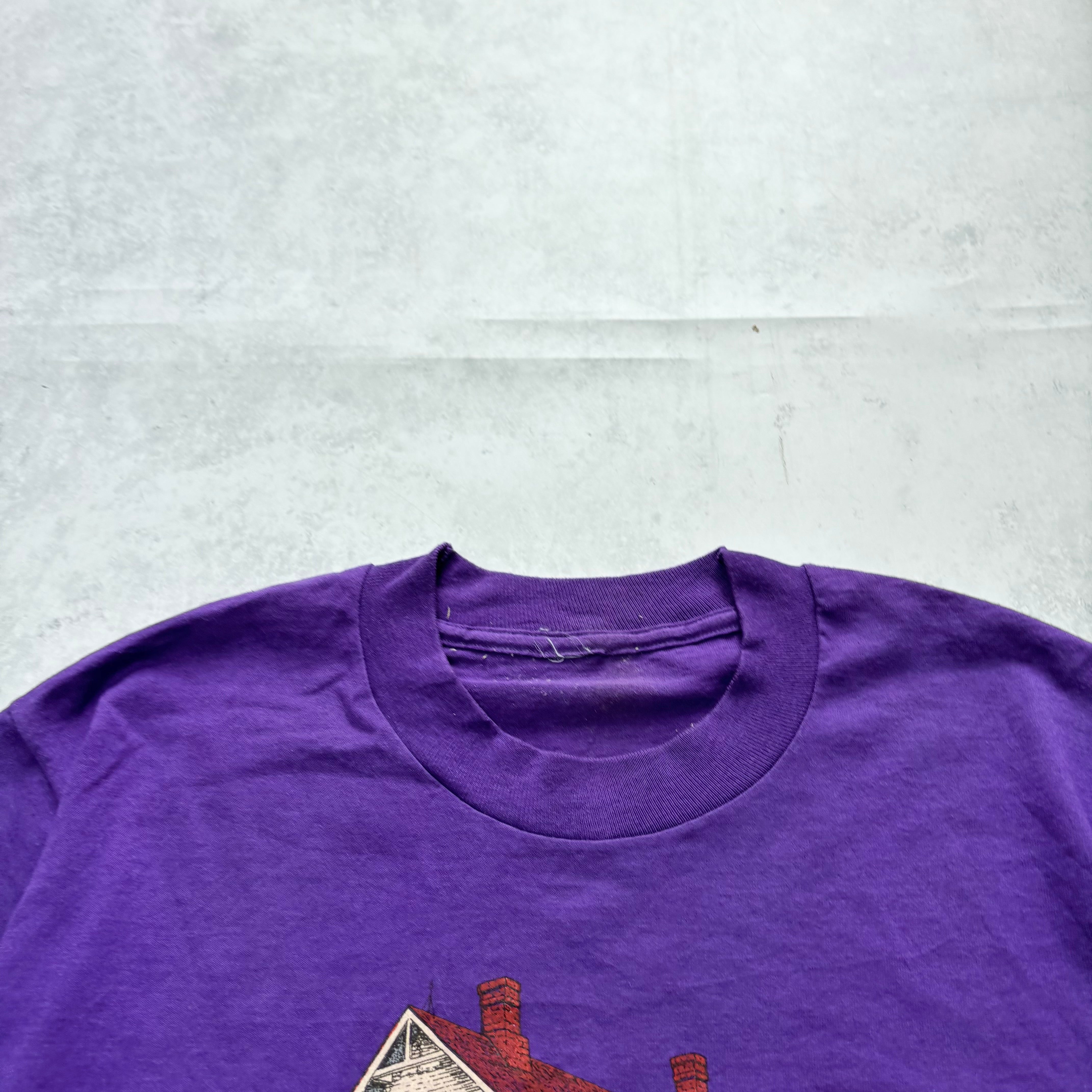 Vintage T Shirt Mens Small Purple Single Stitch Graphic Print 90s Tourist (E)
