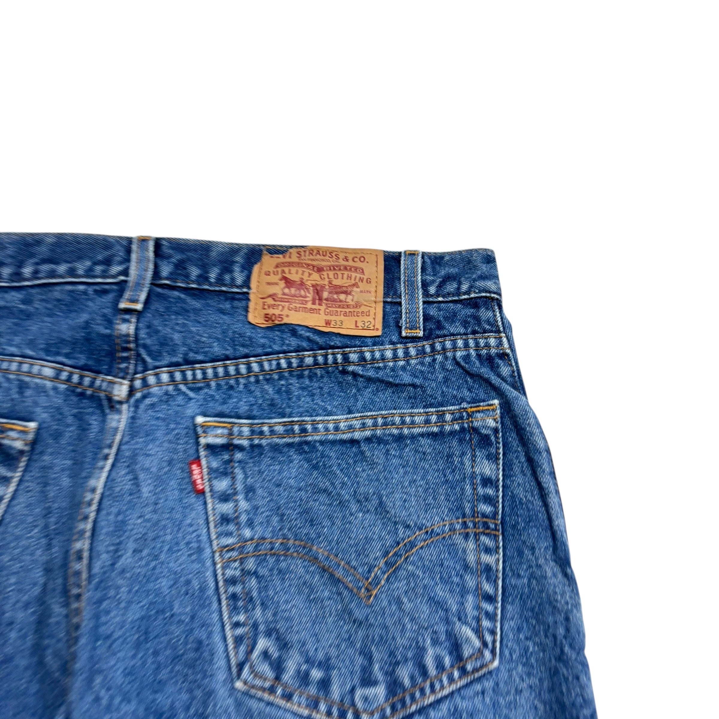 Levis 505 Jeans W32 L32 Mens Mid Blue Regular Straight Fit Vintage 90s Denim