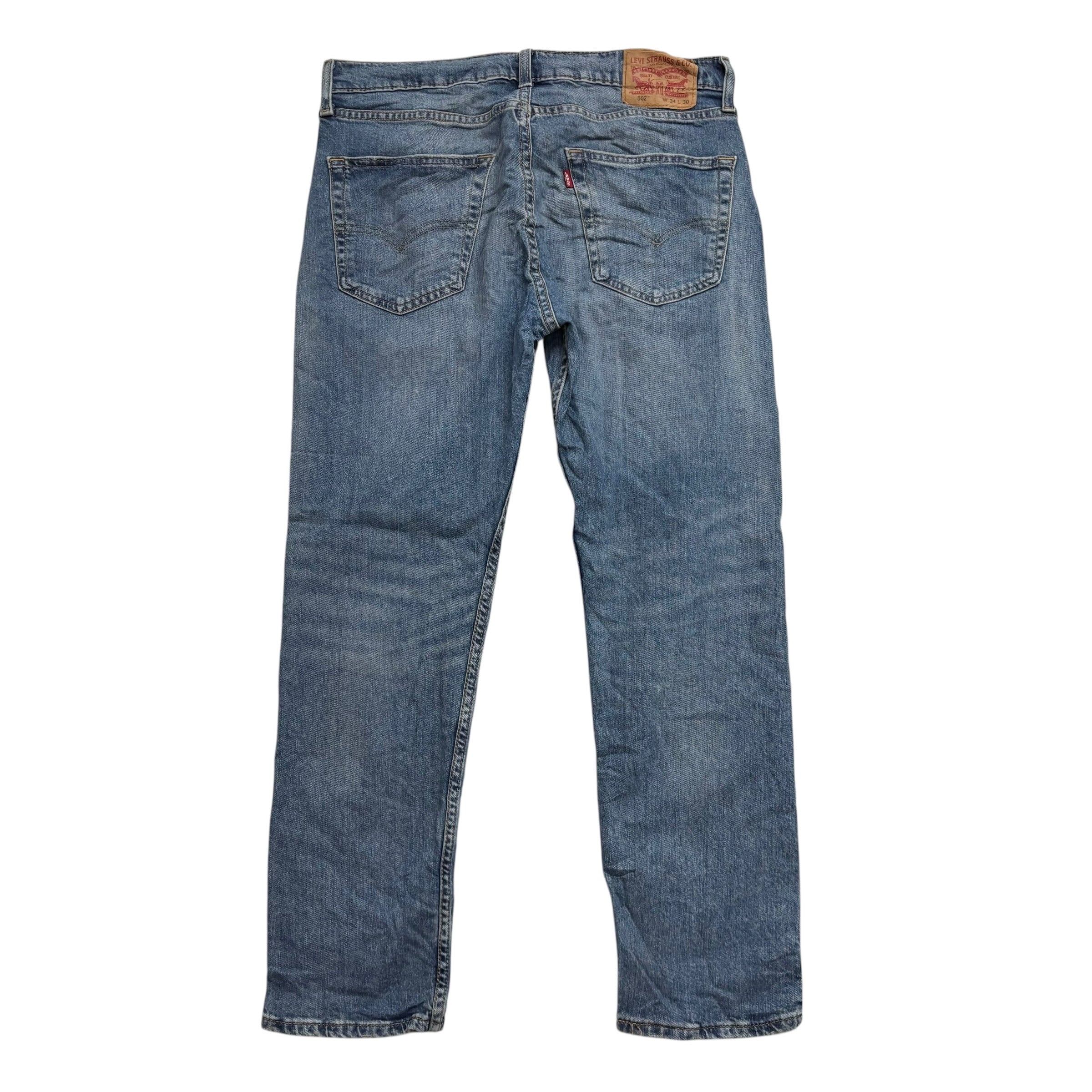 Levis 502 Jeans W34 L30 Mens Mid Blue Regular Tapered Fit Stretch Denim (E)