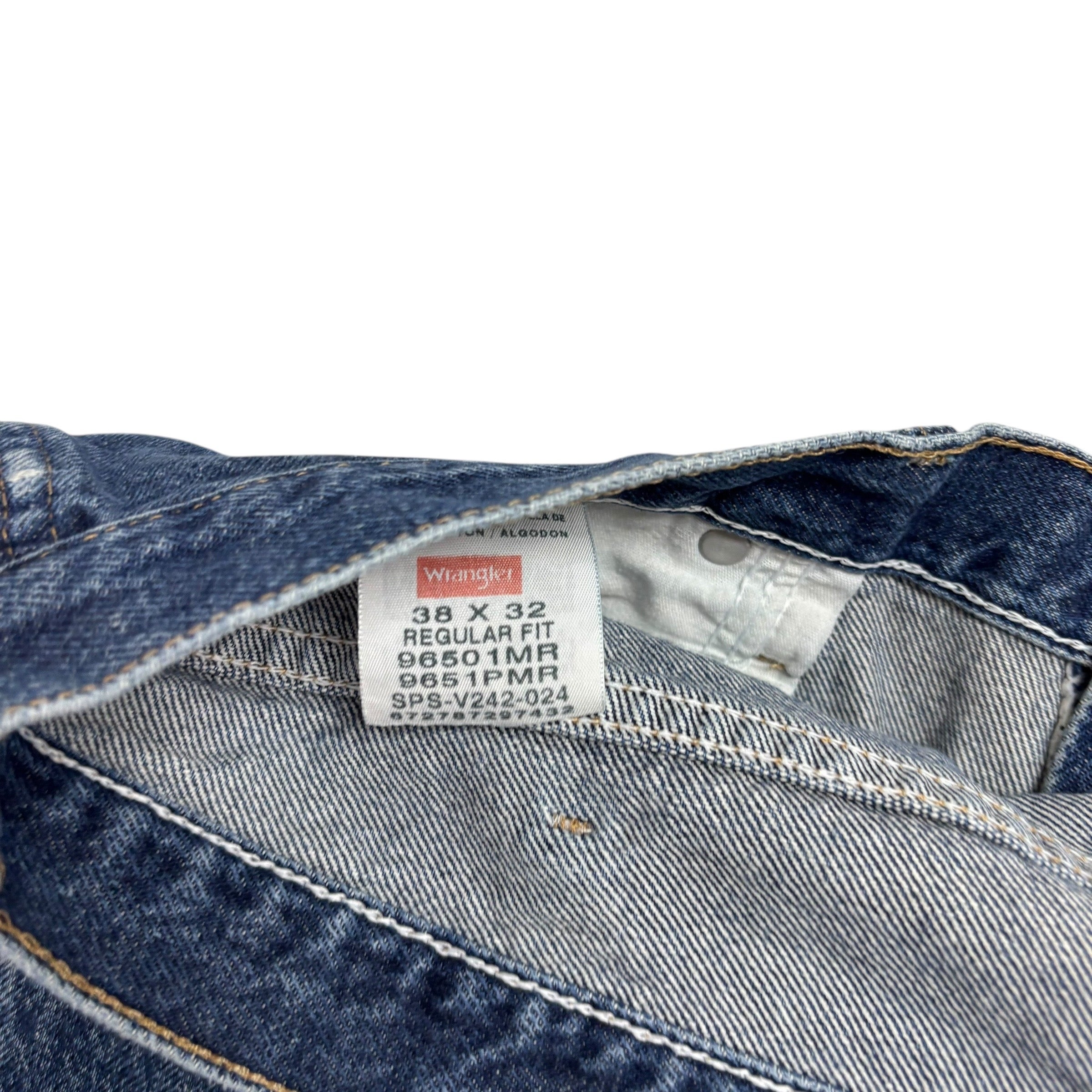 Wrangler Jeans W38 L32 Mens Mid Blue Regular Straight Fit Denim (F)