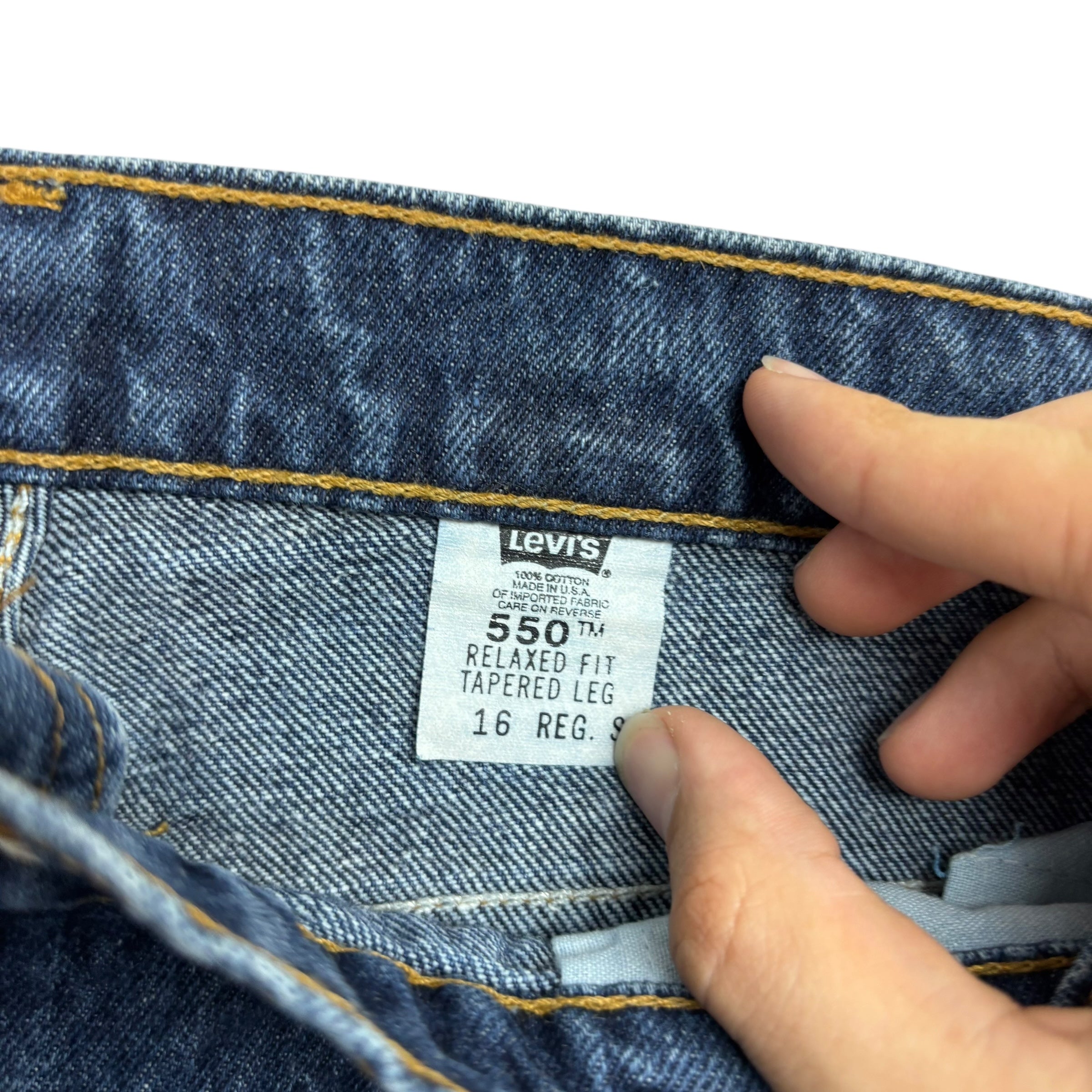 Levis 550 Jeans W32 L29 Womens Dark Blue Relaxed Tapered Vintage USA Made (E)