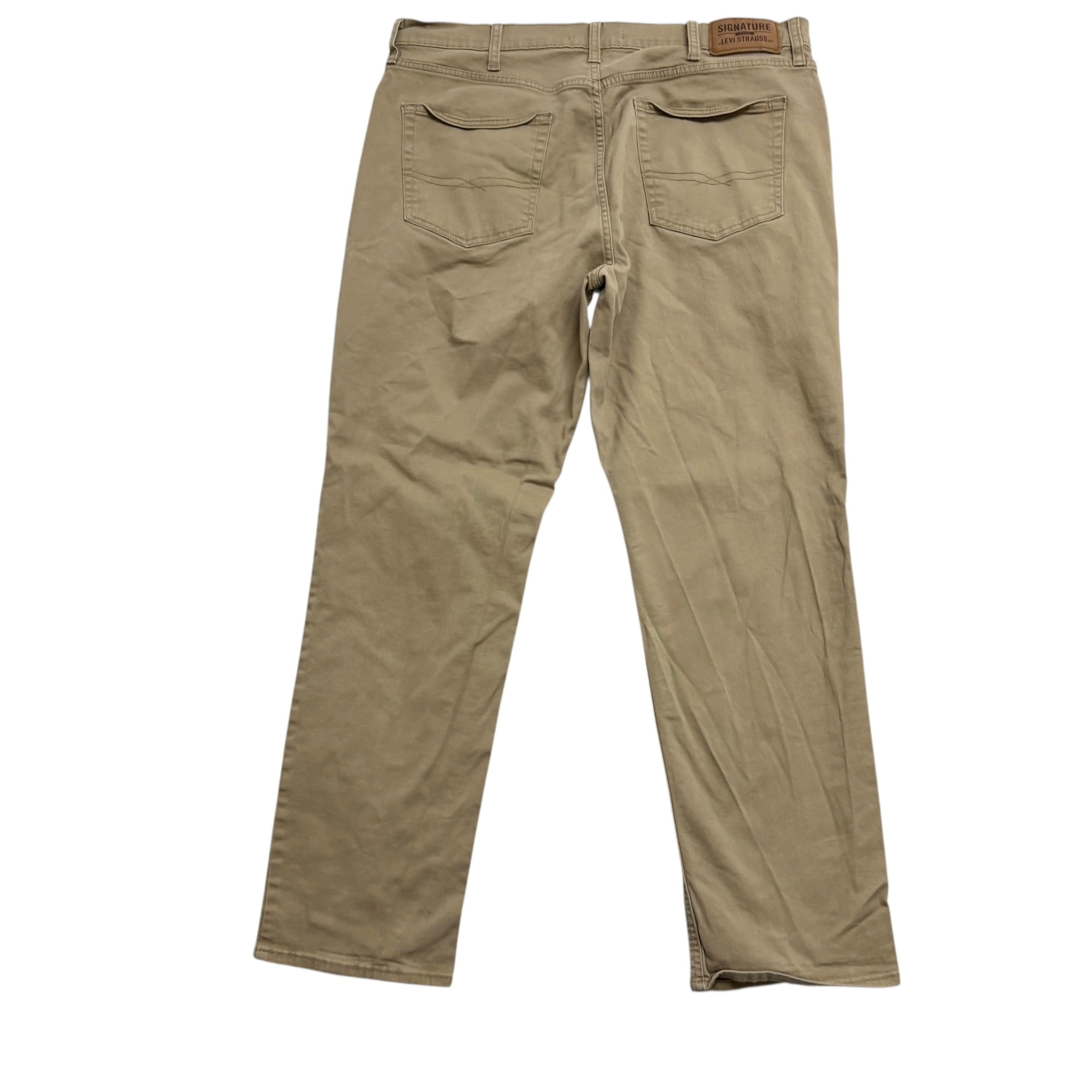Levis Signature Trousers W38 L30 Mens Beige Athletic Straight Stretch Pants