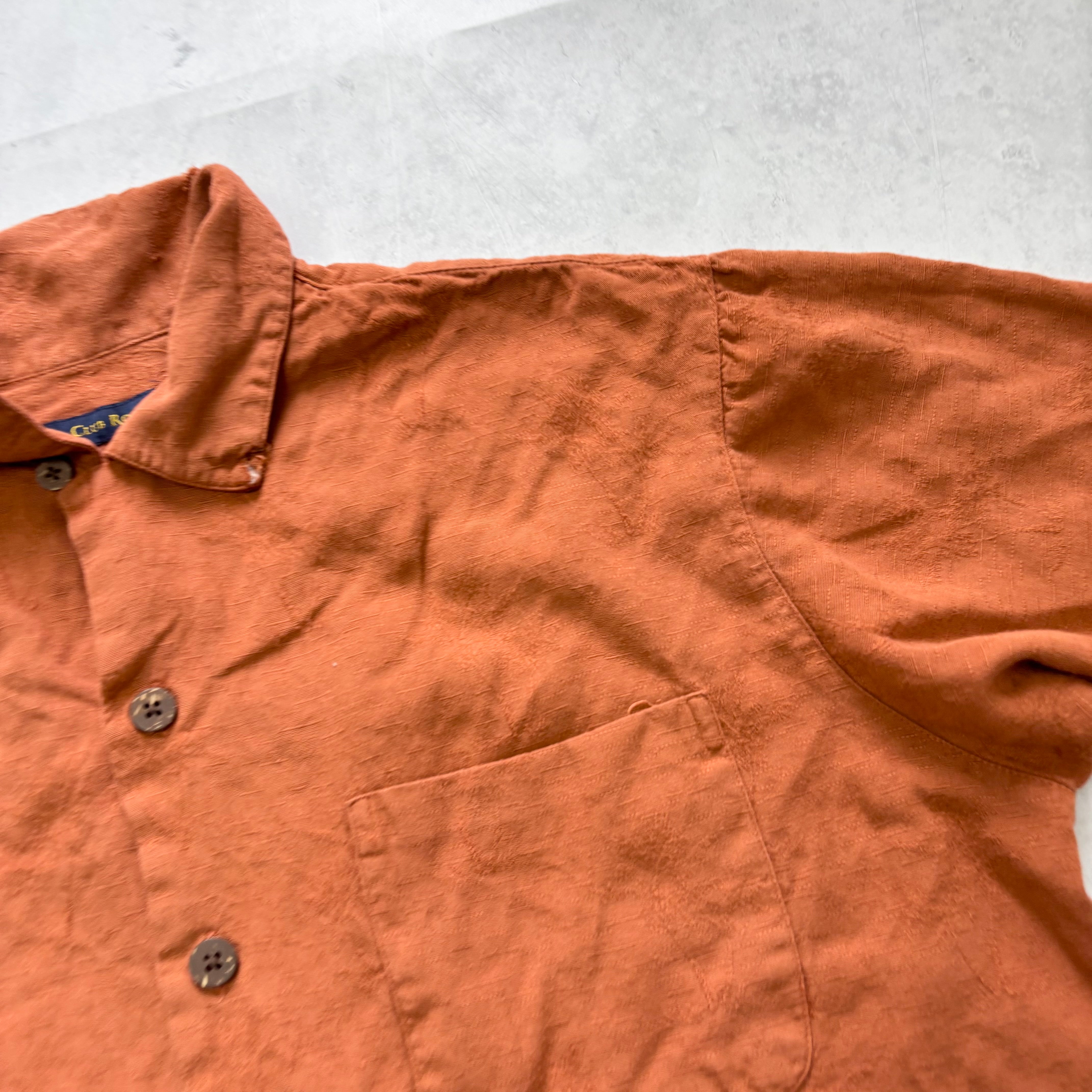 Vintage Shirt Mens Small Orange Short Sleeve Rayon