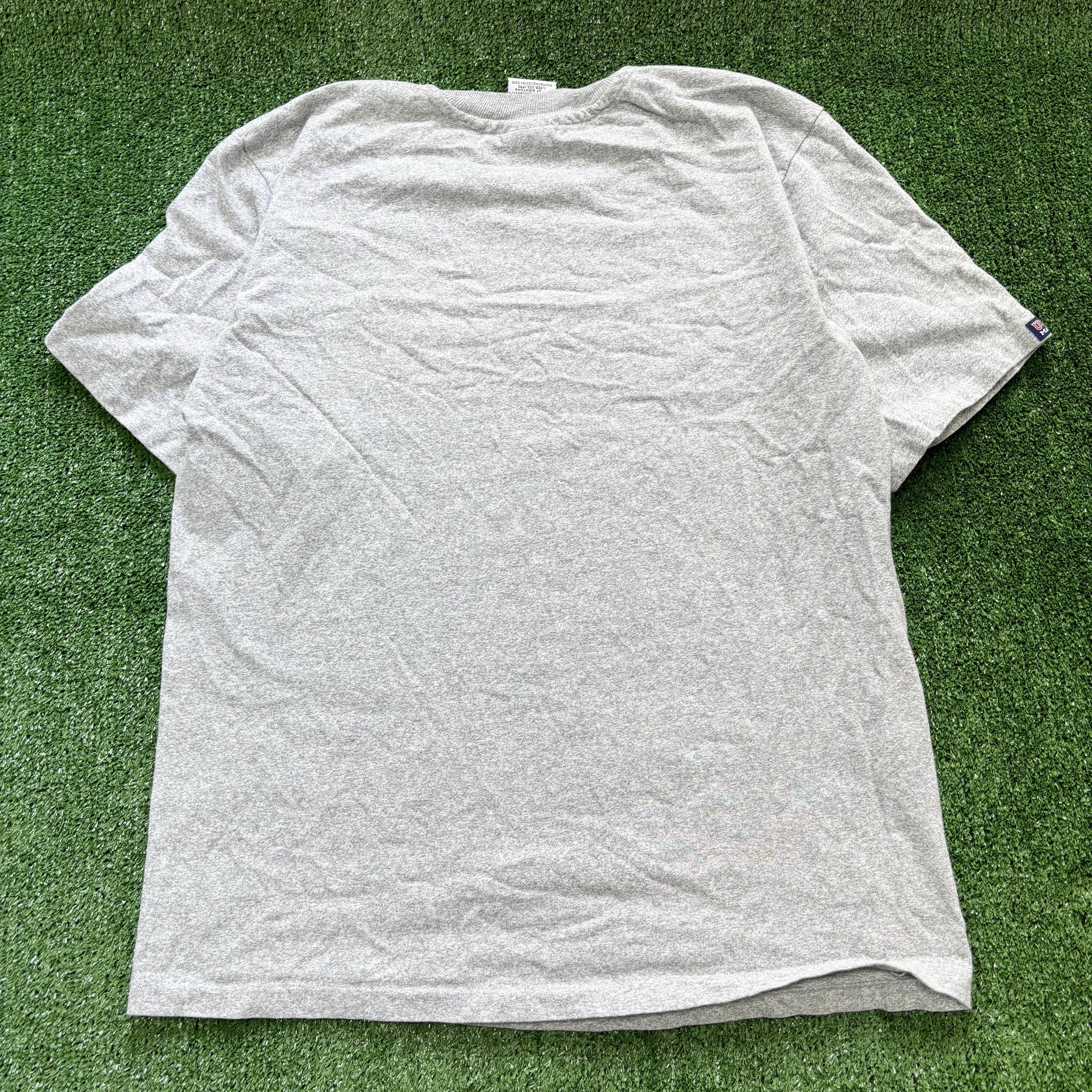 Vintage T Shirt Mens Large Grey Single Stitch Graphic Print 90s USA Sports (E)