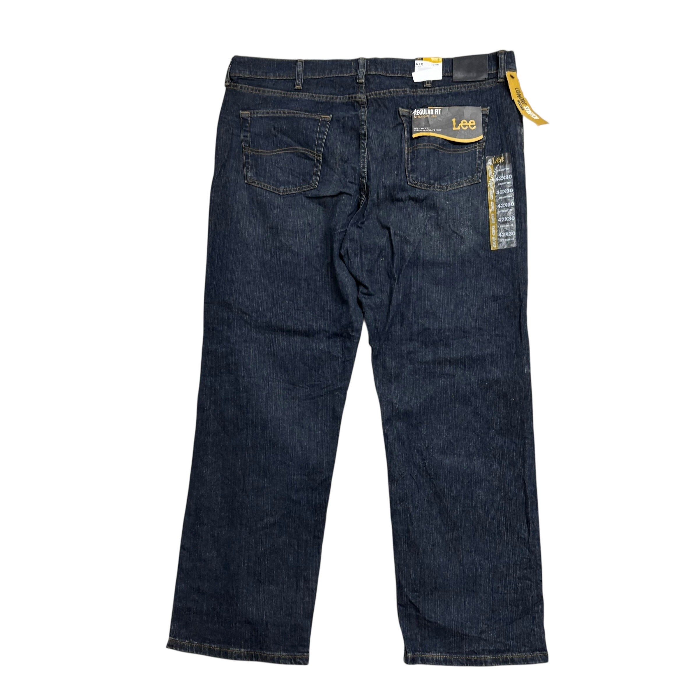 Lee Jeans W42 L30 Mens Dark Blue Regular Straight Fit Stretch Denim (E)