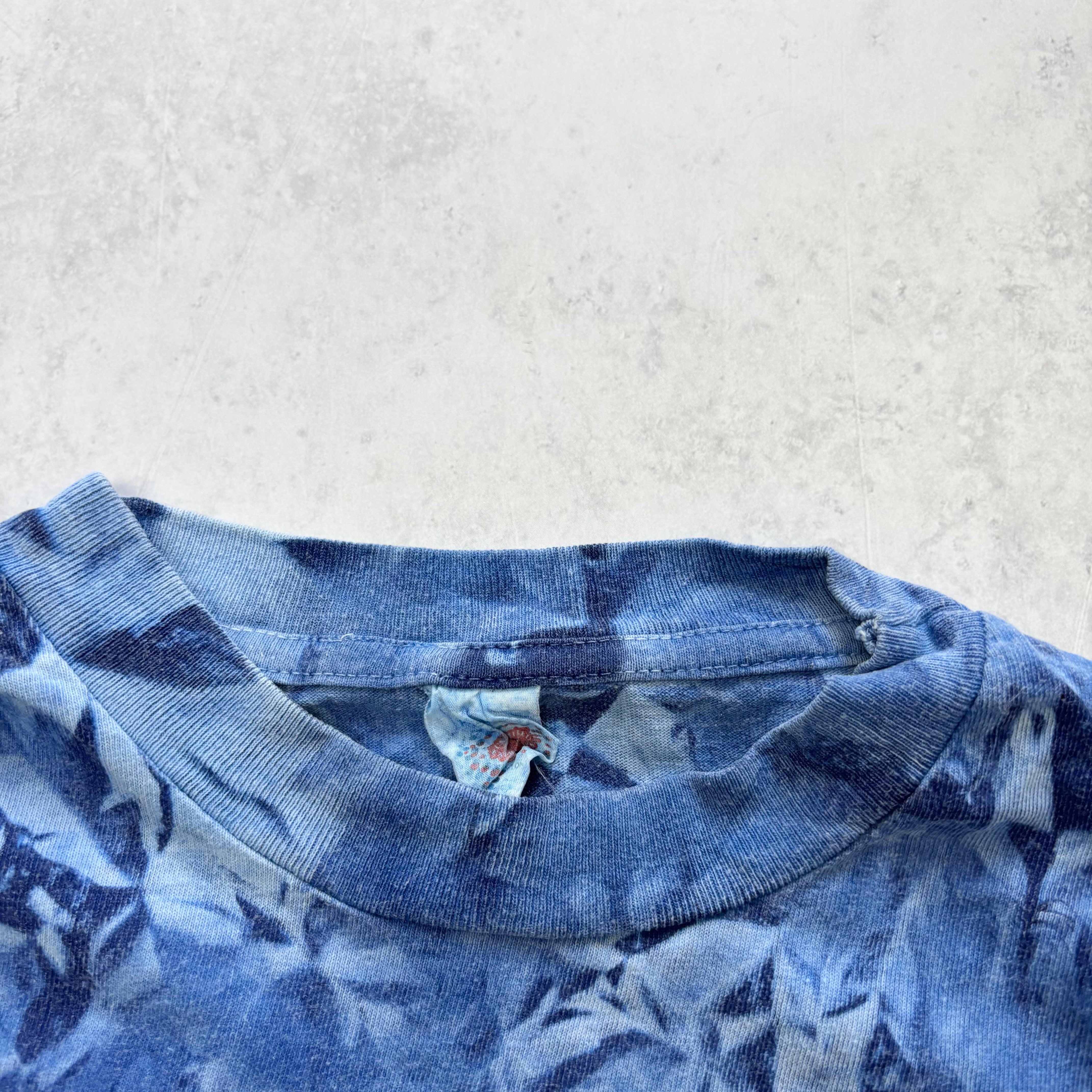 Vintage T Shirt Mens XL Blue Single Stitch Graphic Print 90s Tie Die