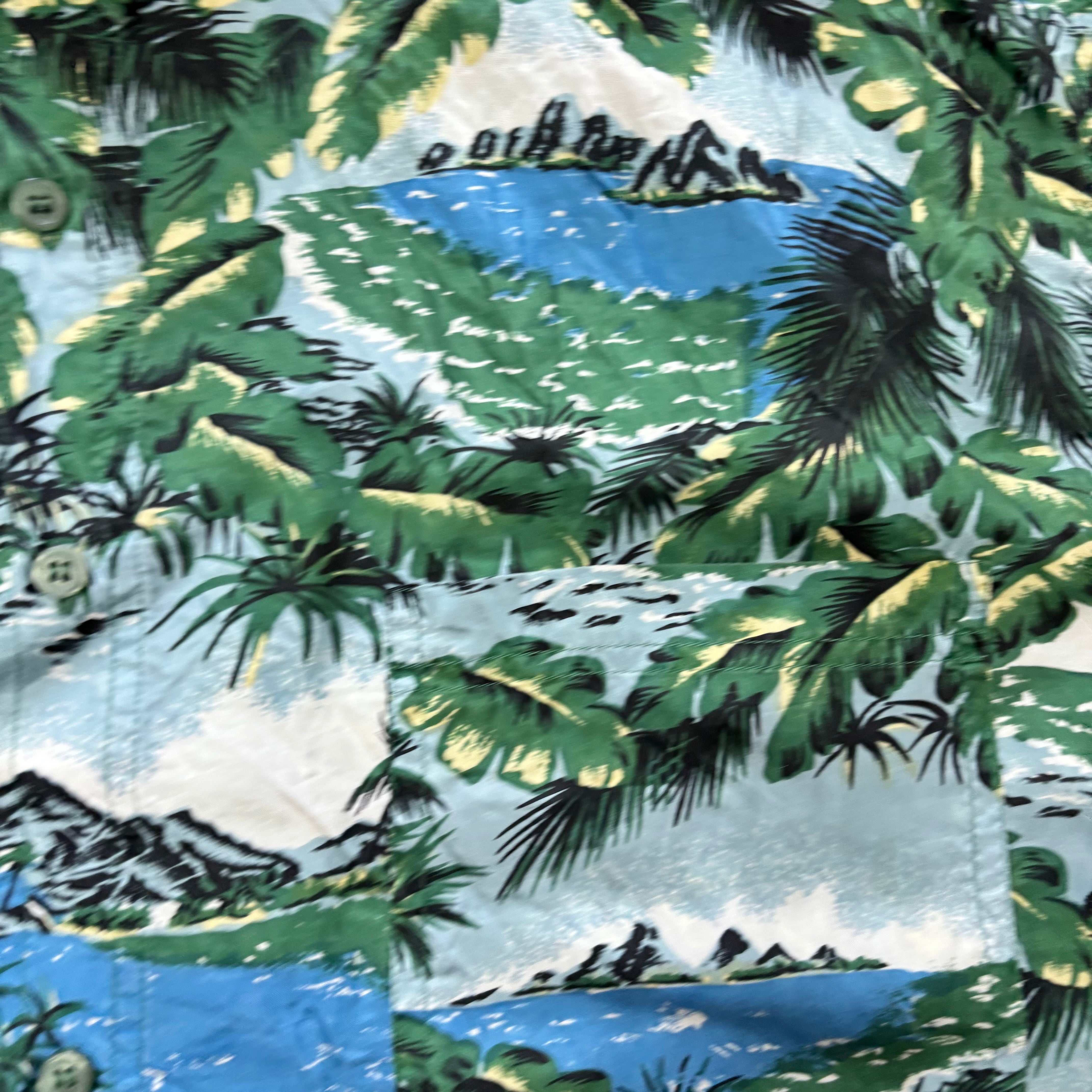 Vintage Hawaiian Shirt Mens XL Blue Floral Aloha Short Sleeve Silk (E)