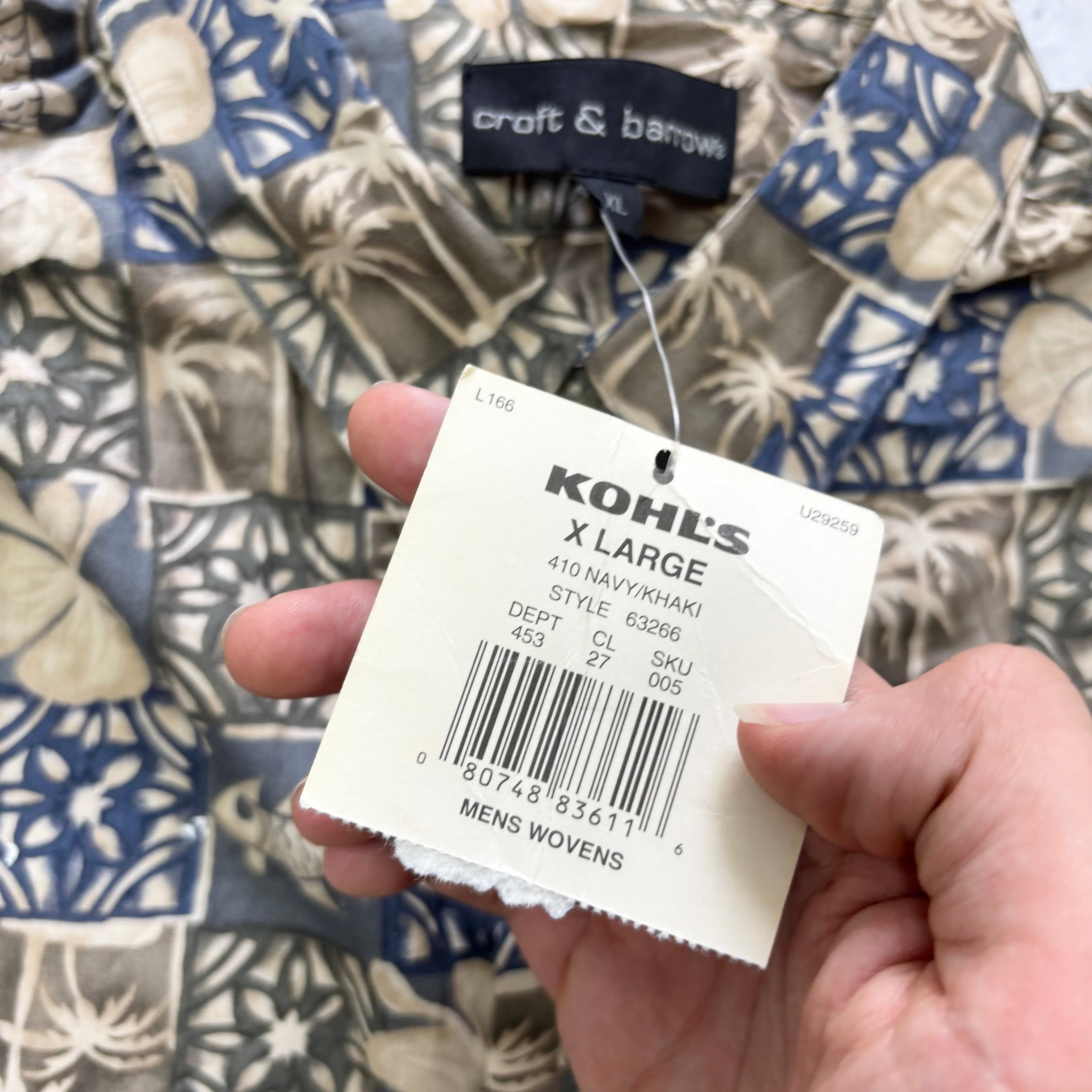 Vintage Hawaiian Shirt Mens XL Khaki Floral Aloha Short Sleeve Rayon (E)