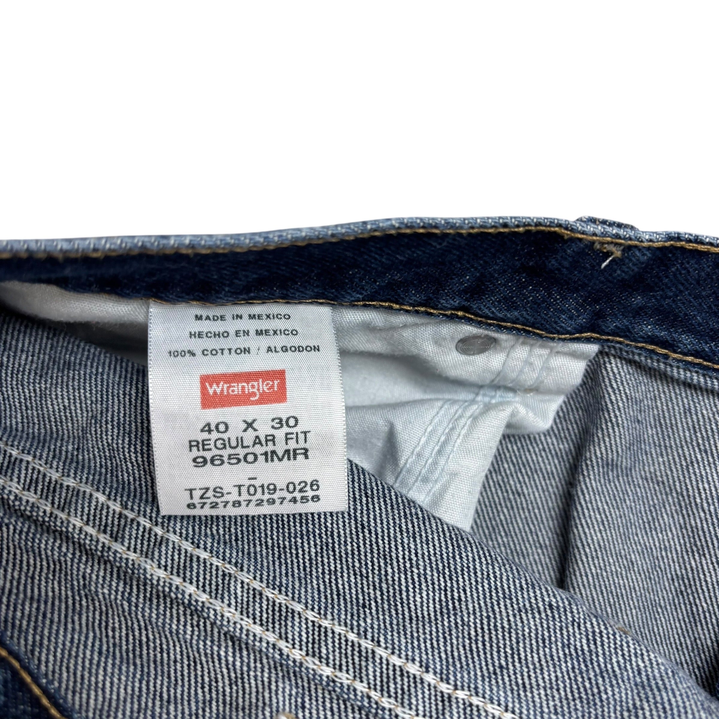 Wrangler Jeans W40 L30 Mens Dark Blue Regular Straight Fit Denim (E)