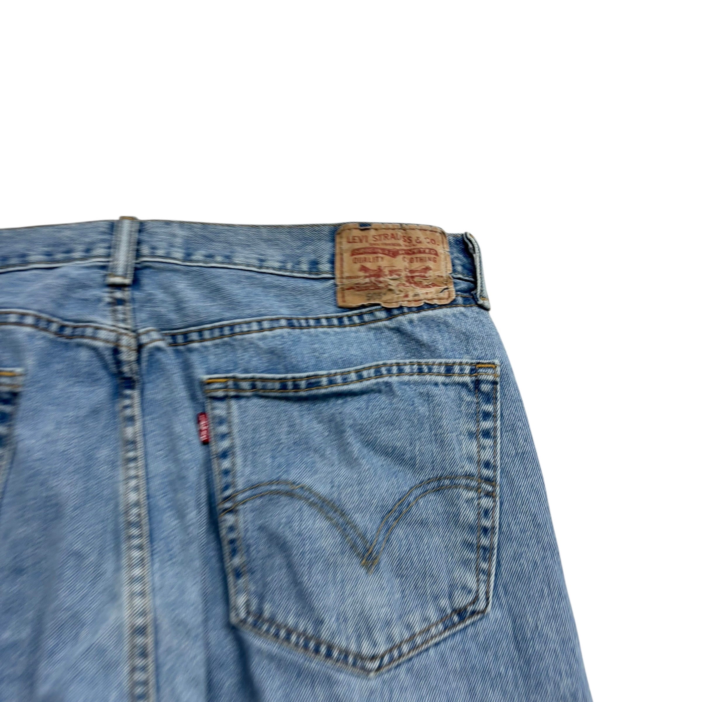 Levis 505 Jeans W38 L34 Mens Light Blue Regular Straight Fit Vintage Denim (F)