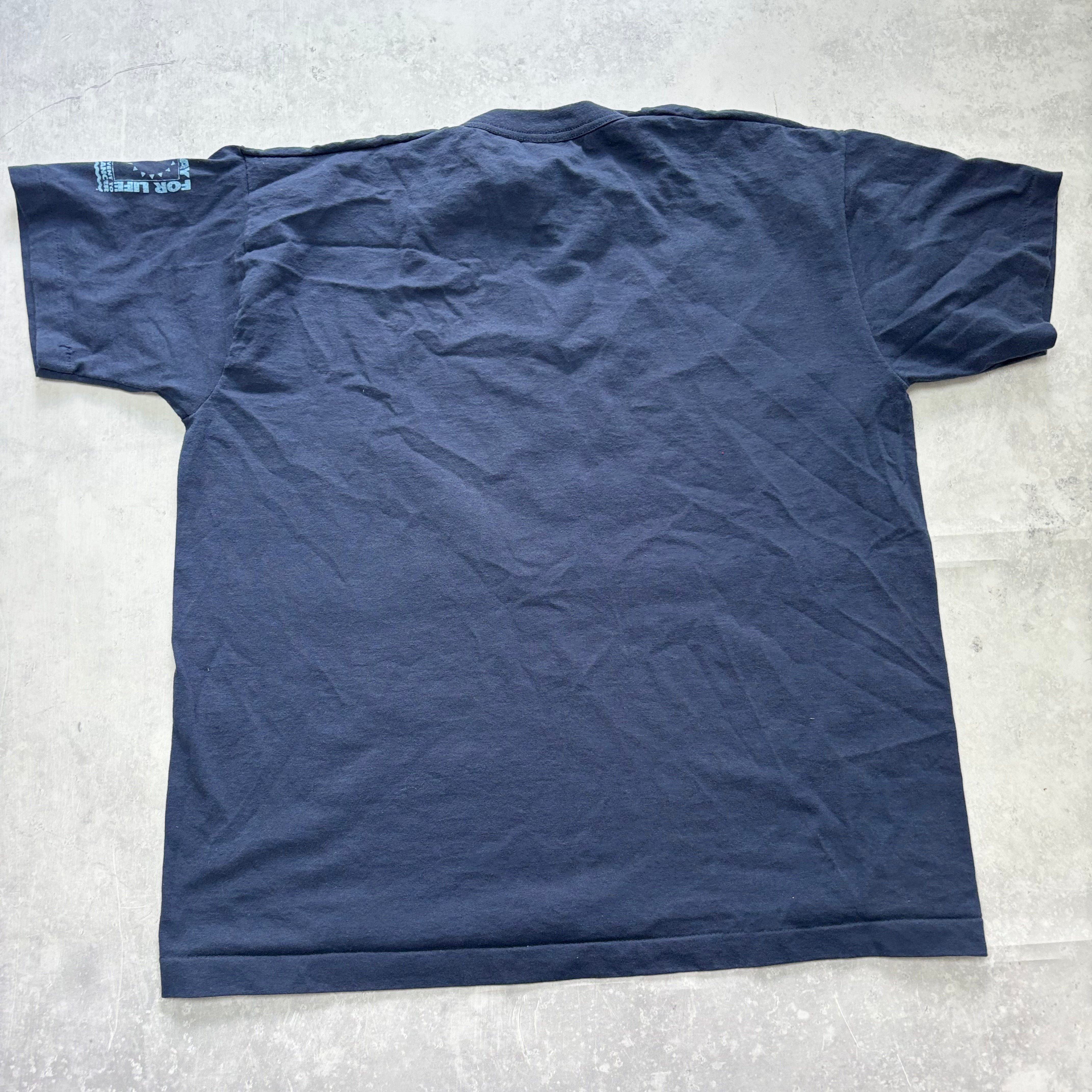 Vintage T Shirt Mens XL Navy Blue Single Stitch Graphic Print 90s USA Tourist (E)