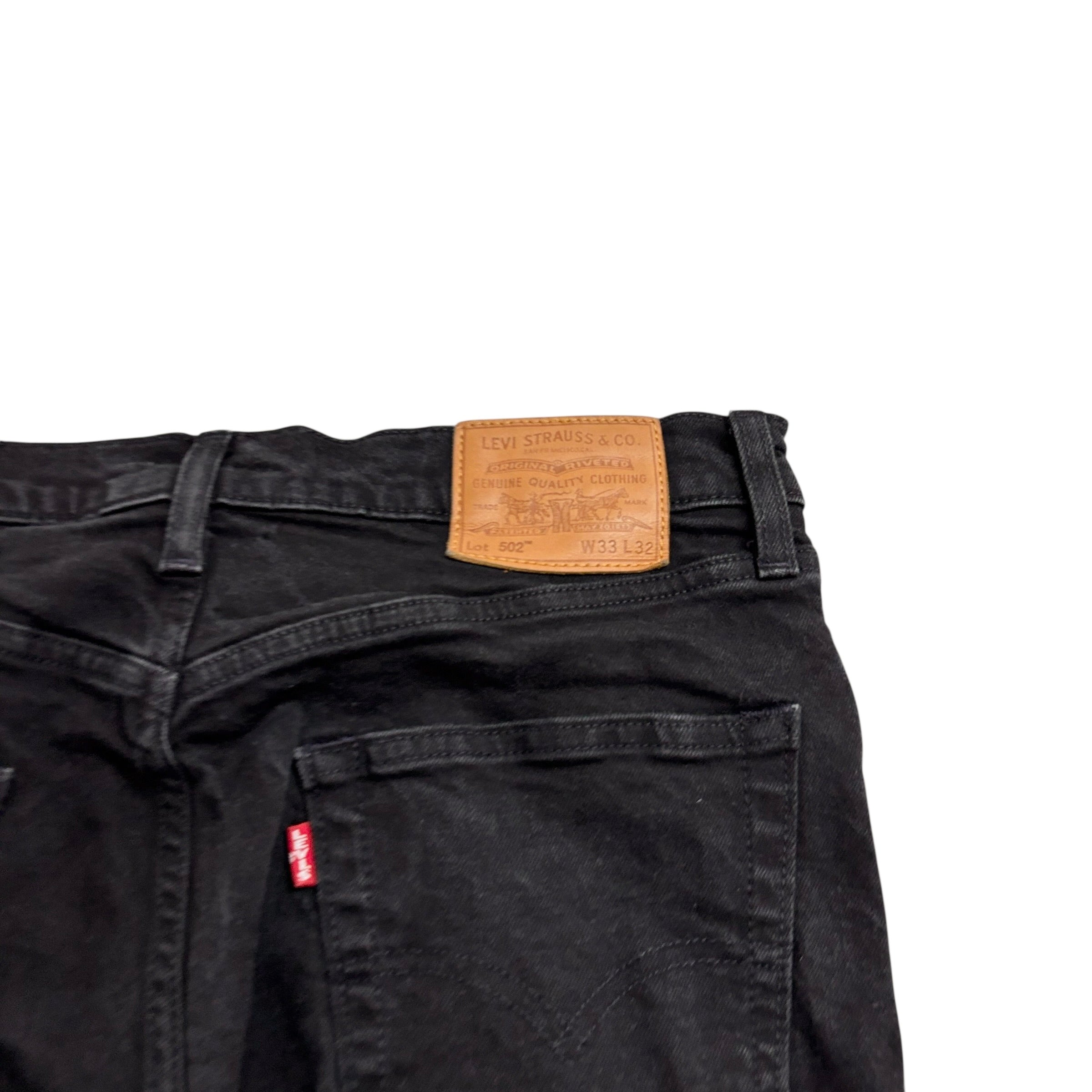 Levis 502 Jeans W33 L31 Mens Black Regular Tapered Fit Stretch Premium Denim (E)