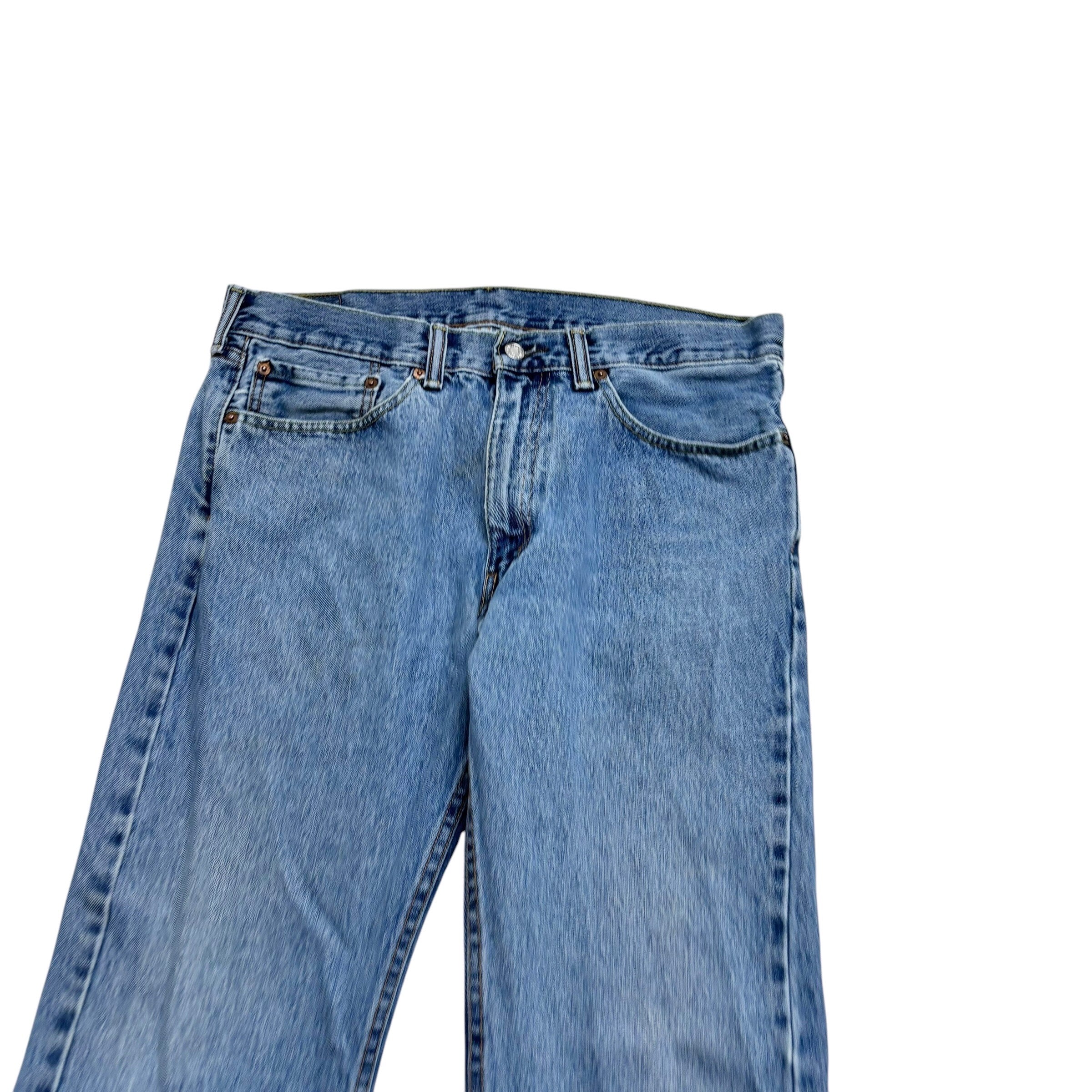 Levis 505 Jeans W34 L32 Mens Light Blue Regular Straight Fit Denim (F)