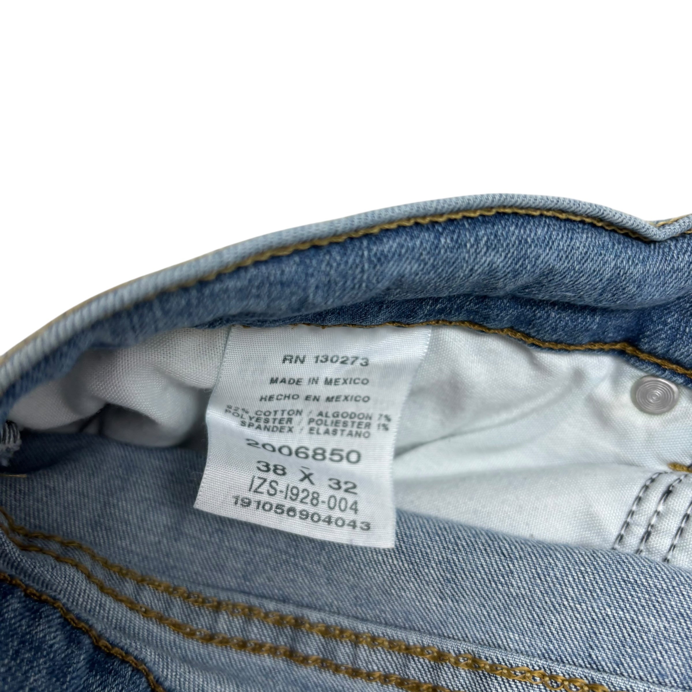 Lee Jeans W38 L32 Mens Mid Blue Classic Regular Straight Fit Stretch Denim (F)