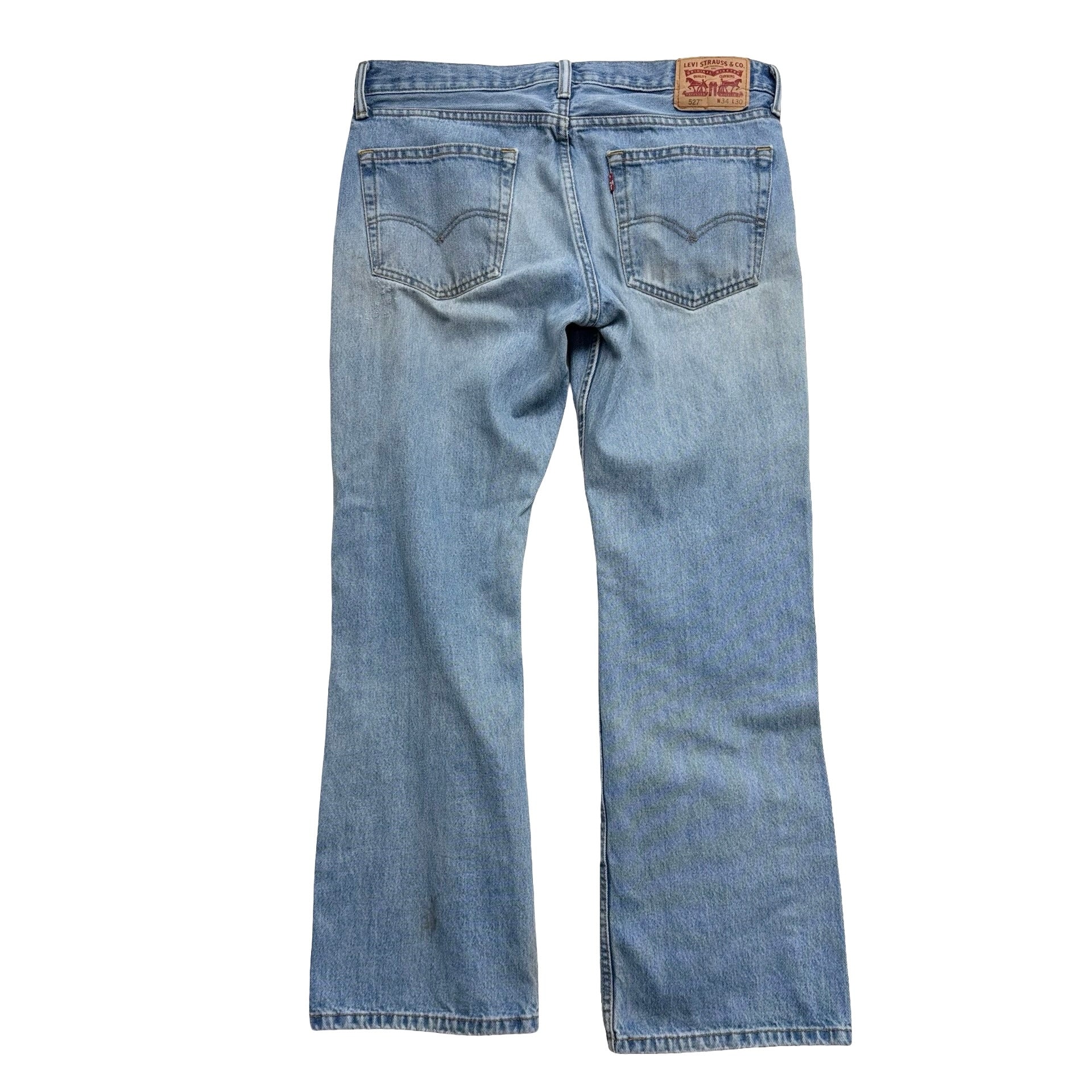 Levis 527 Jeans W34 L30 Mens Light Blue Regular Bootcut Fit Denim (F)