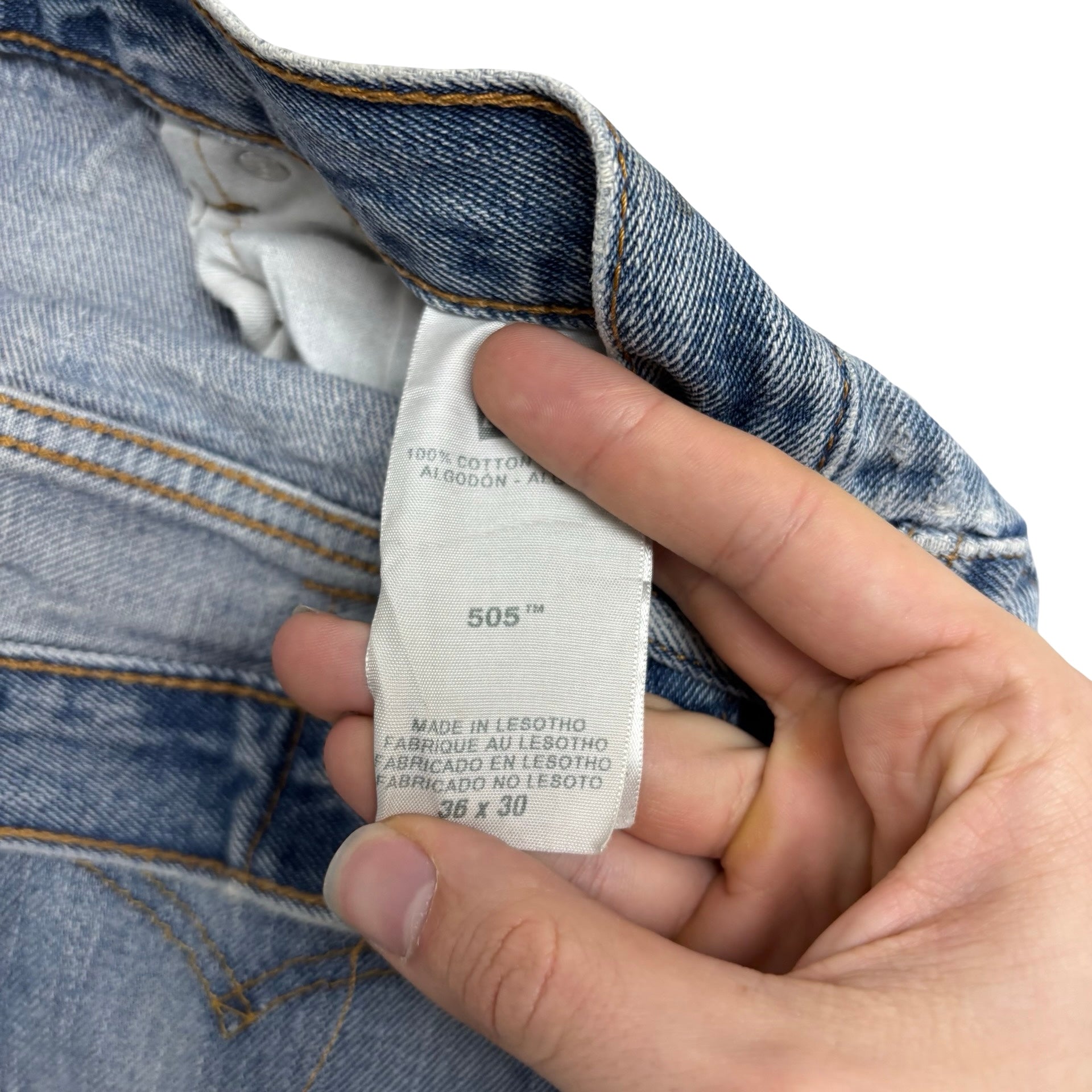 Levis 505 Jeans W36 L30 Mens Light Blue Regular Straight Fit Vintage Denim (F)
